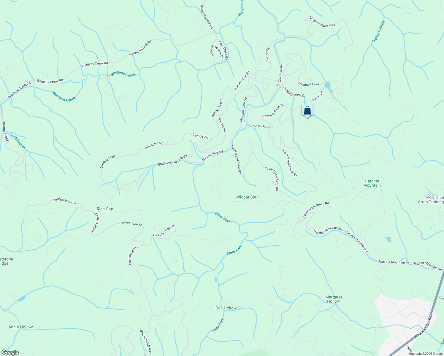 map of restaurants, bars, coffee shops, grocery stores, and more near 2558 Wildcat Ridge Road in Sevierville
