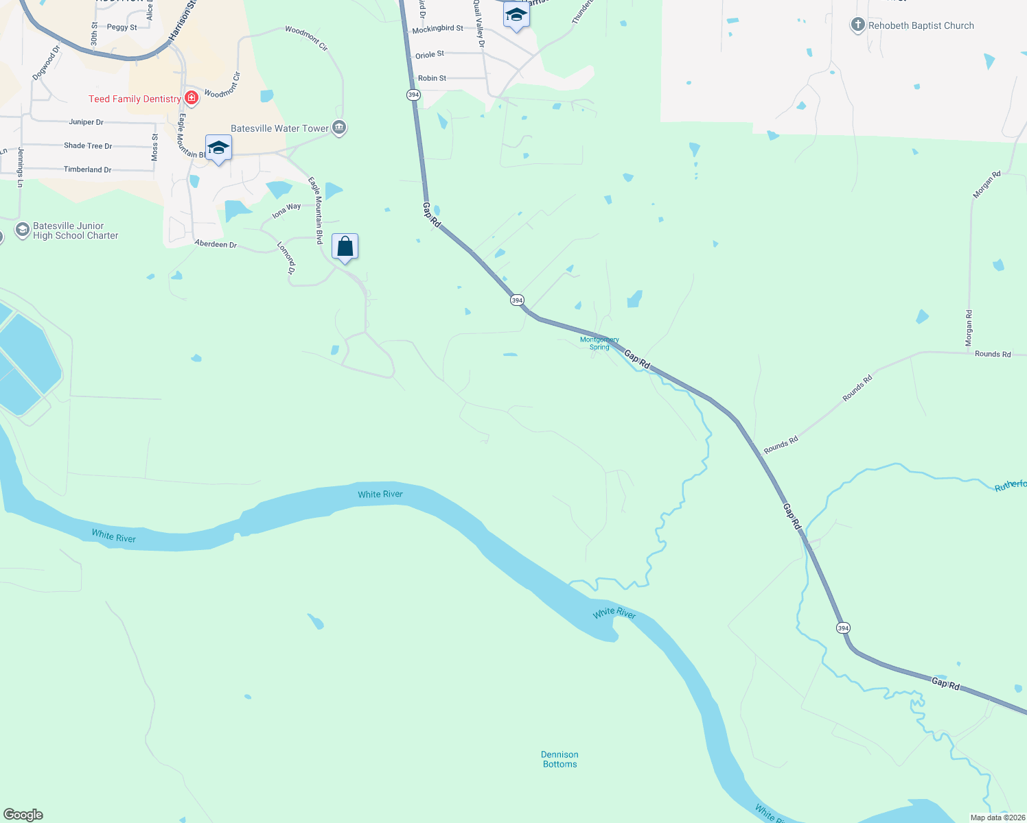 map of restaurants, bars, coffee shops, grocery stores, and more near 2 Valley View Road in Batesville