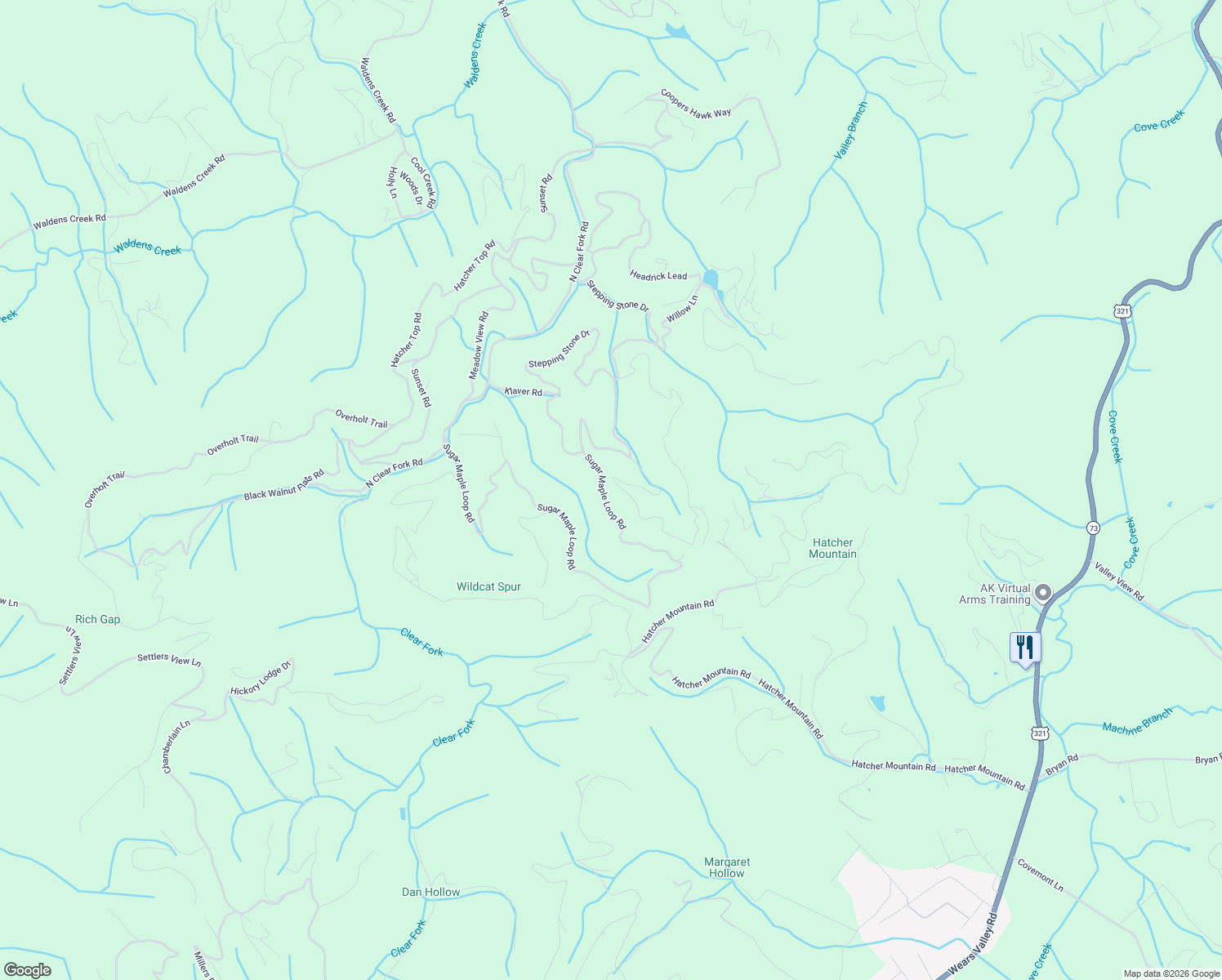 map of restaurants, bars, coffee shops, grocery stores, and more near 3315 Sugar Maple Loop Road in Pigeon Forge