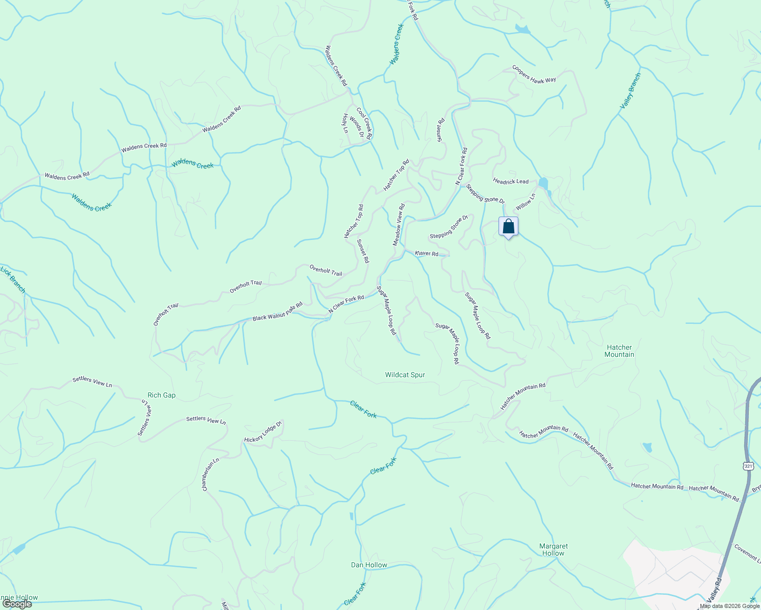 map of restaurants, bars, coffee shops, grocery stores, and more near 2505 Wildcat Ridge Road in Sevierville