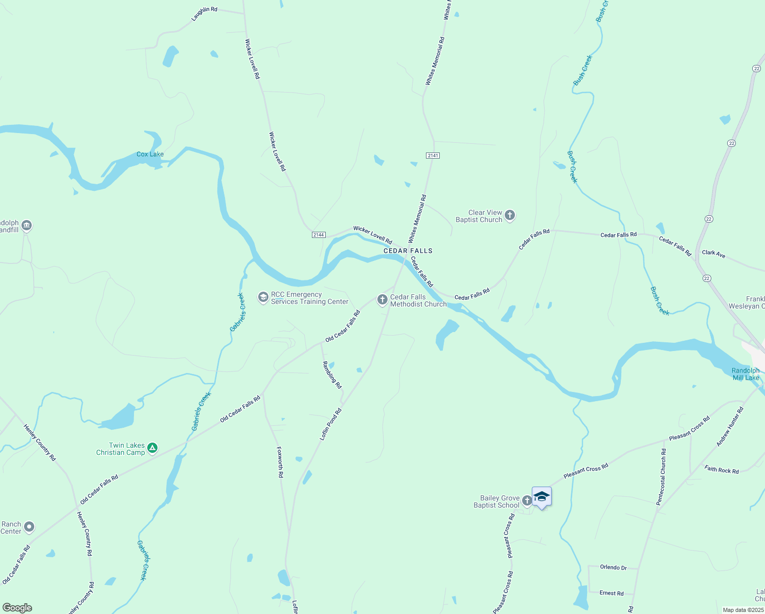 map of restaurants, bars, coffee shops, grocery stores, and more near 1119 Loflin Pond Road in Asheboro