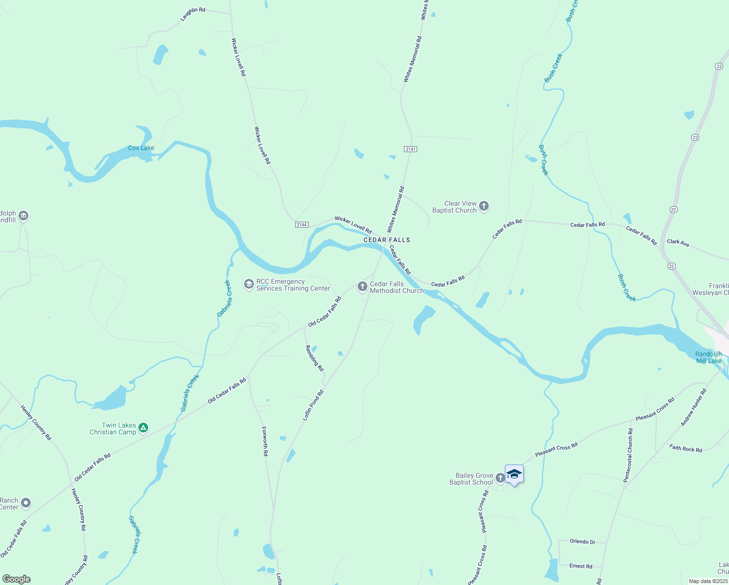 map of restaurants, bars, coffee shops, grocery stores, and more near 1119 Loflin Pond Road in Asheboro