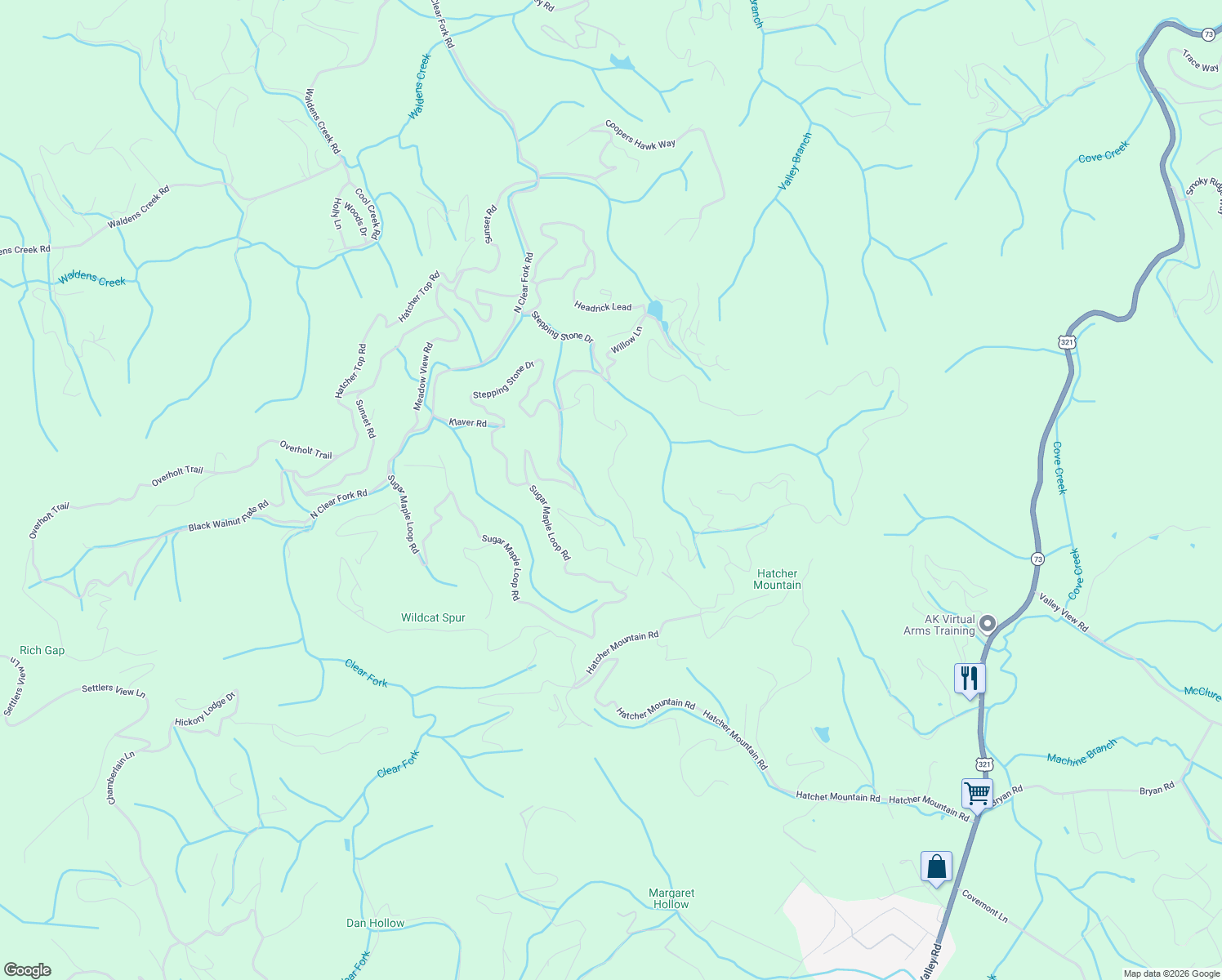 map of restaurants, bars, coffee shops, grocery stores, and more near 3225 Emerald Springs Loop in Sevierville