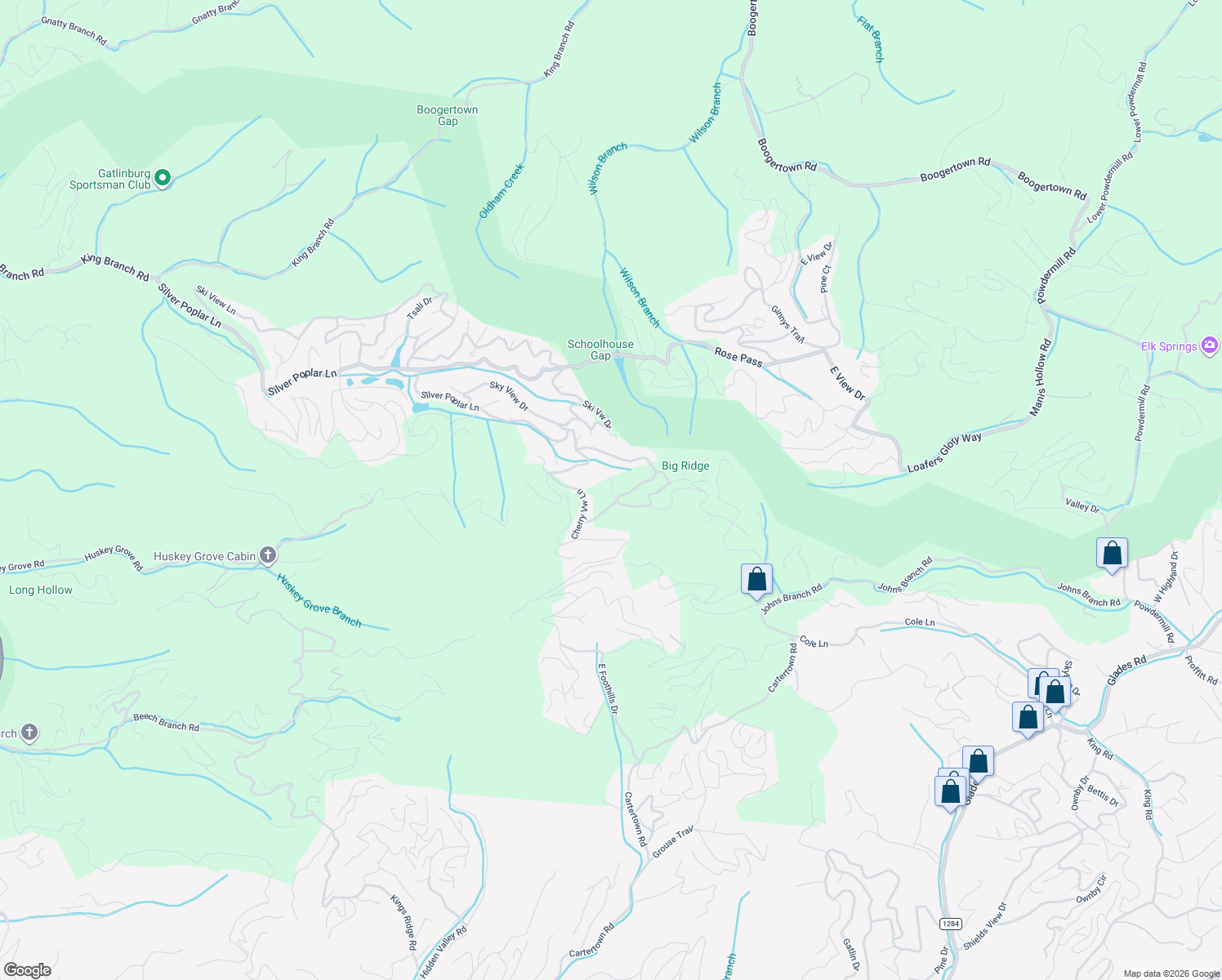 map of restaurants, bars, coffee shops, grocery stores, and more near 1925 Battle Top Road in Sevierville