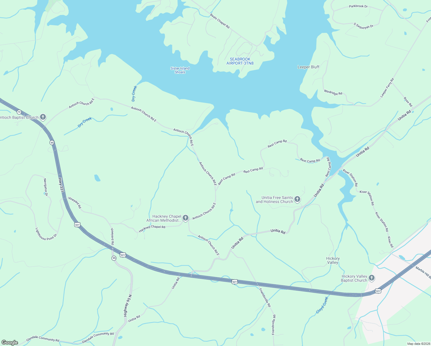 map of restaurants, bars, coffee shops, grocery stores, and more near 5737 Rest Camp Road in Lenoir City