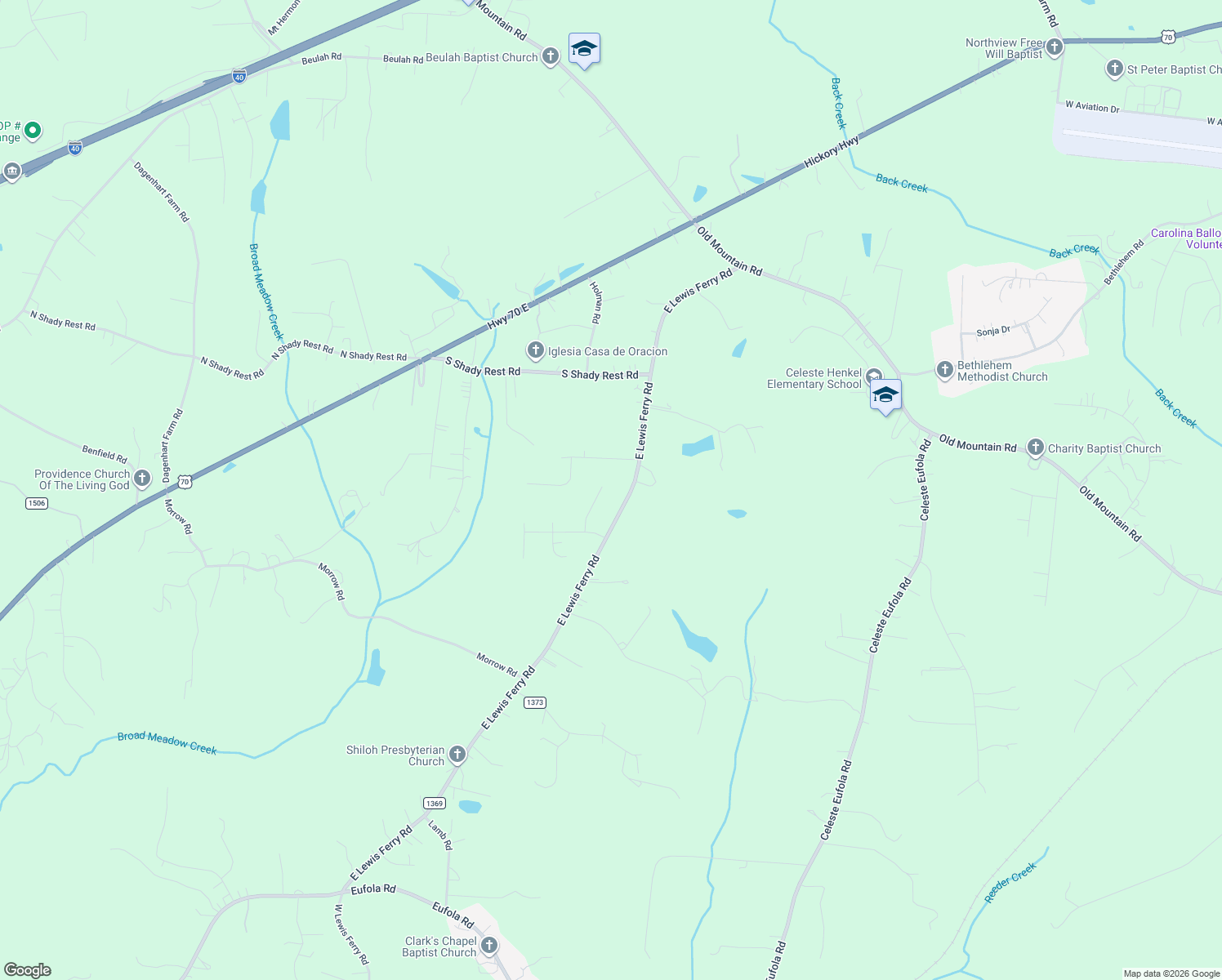 map of restaurants, bars, coffee shops, grocery stores, and more near 134 English Oaks Lane in Statesville