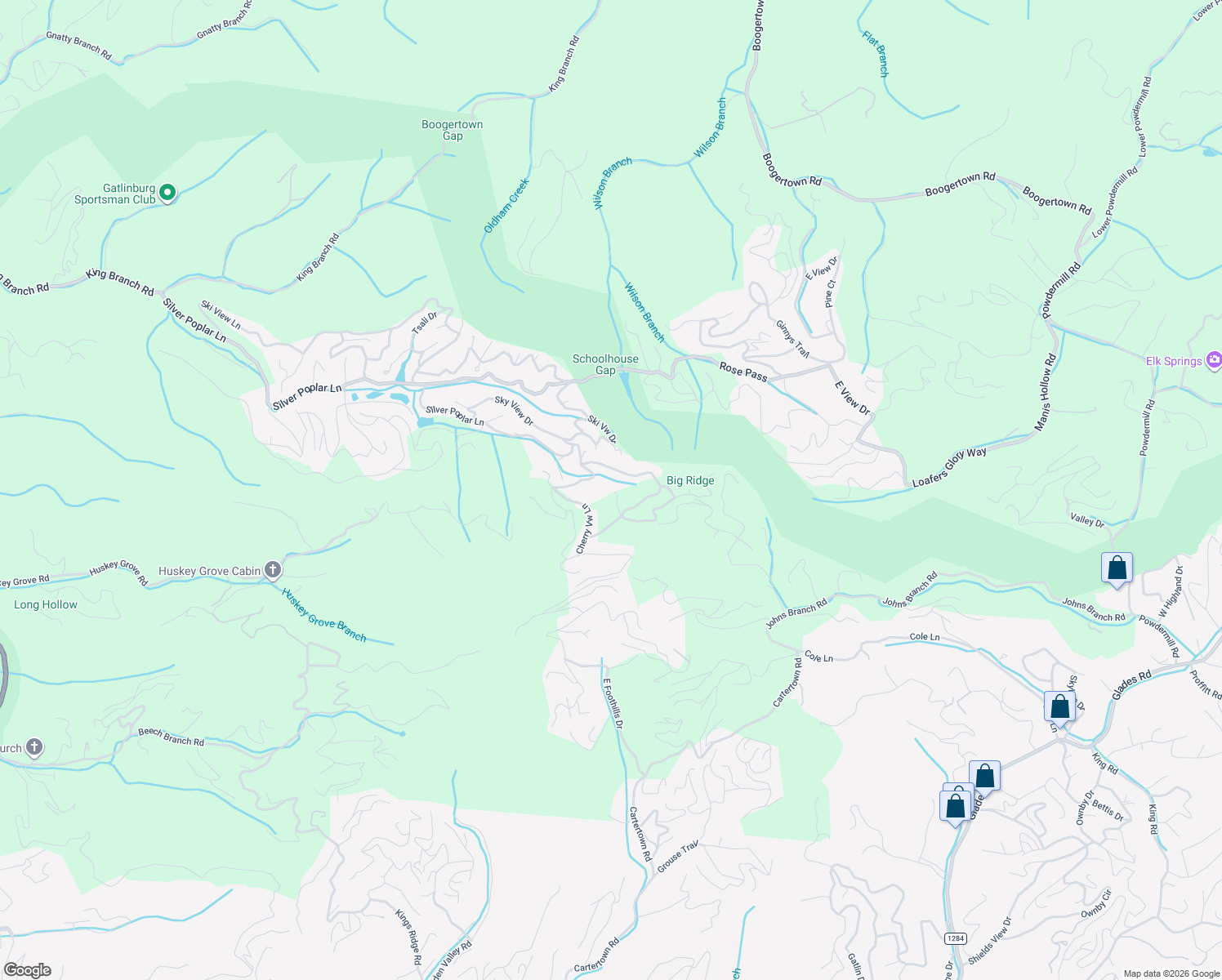 map of restaurants, bars, coffee shops, grocery stores, and more near 1925 Battle Top Road in Sevierville
