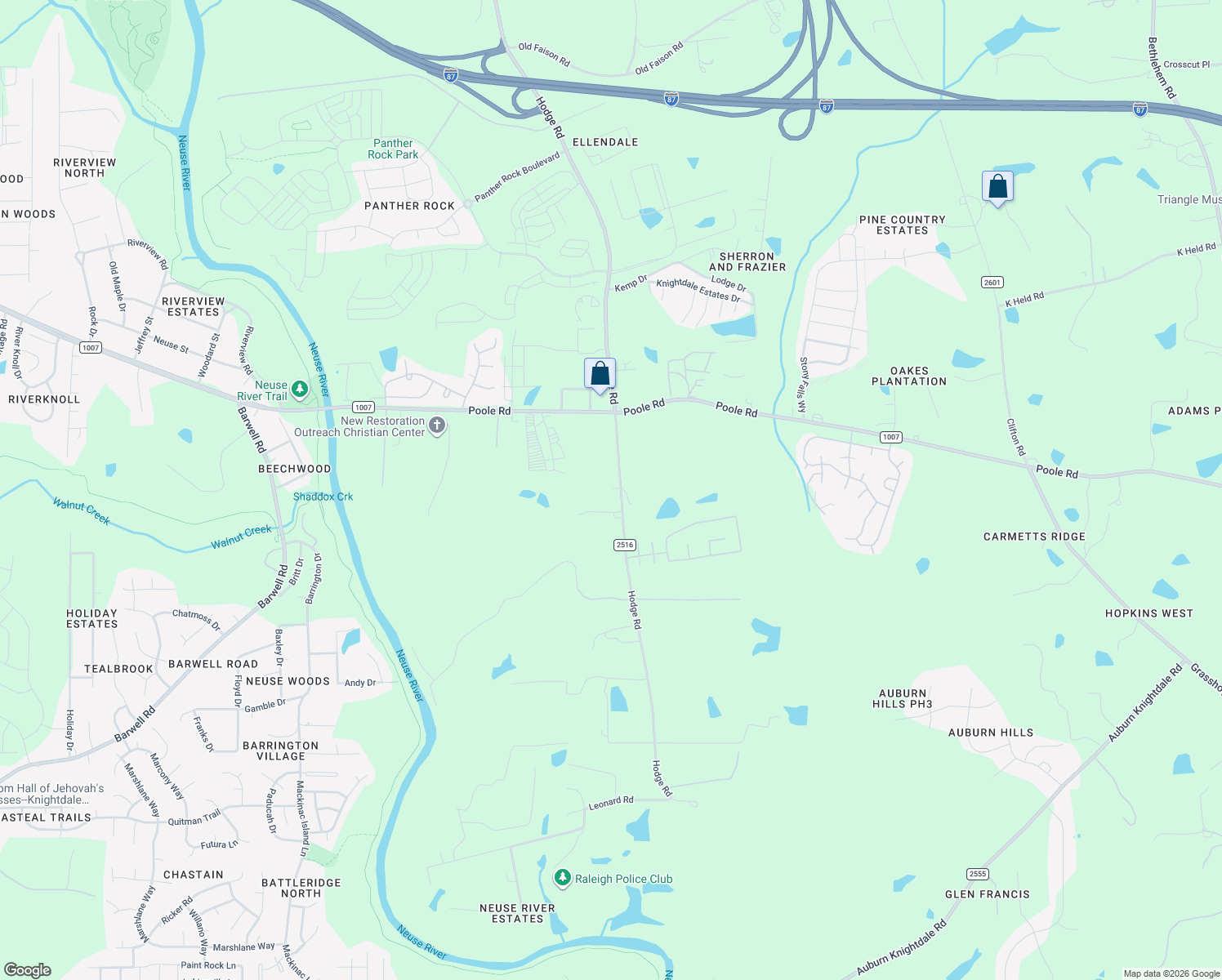 map of restaurants, bars, coffee shops, grocery stores, and more near 2700 Hodge Rd in Knightdale