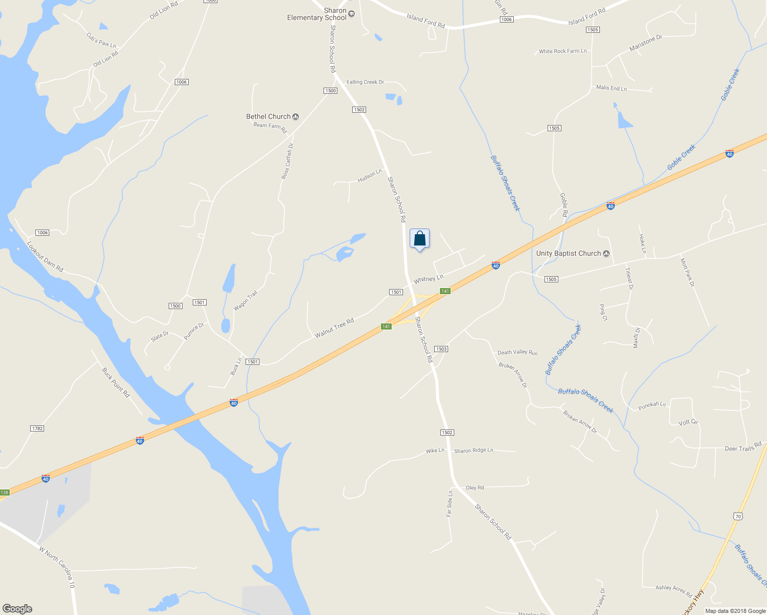 map of restaurants, bars, coffee shops, grocery stores, and more near 139 Walnut Tree Road in Statesville