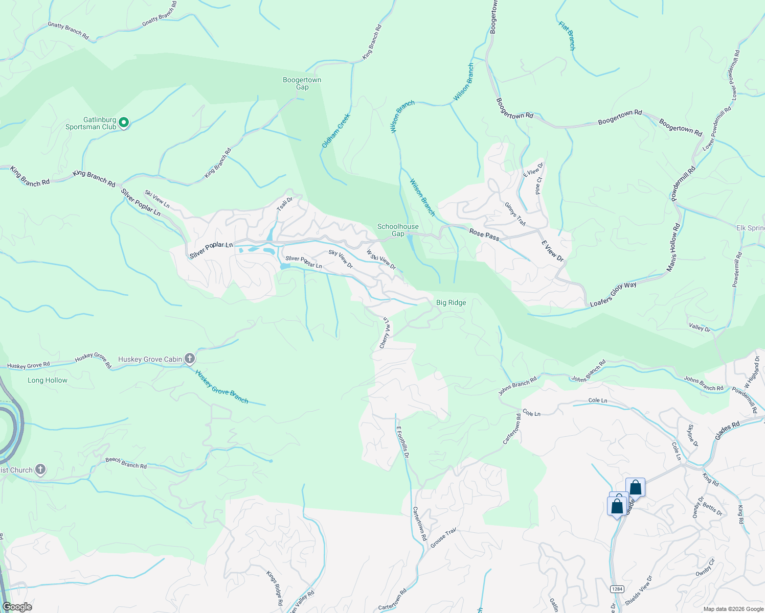 map of restaurants, bars, coffee shops, grocery stores, and more near 1731 Orchard Drive in Sevierville