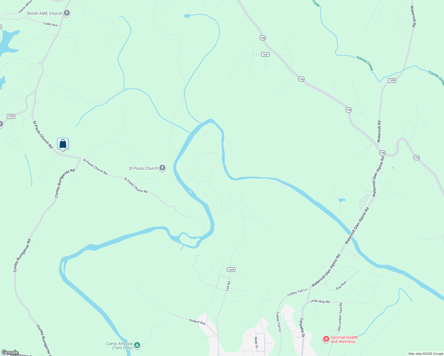 map of restaurants, bars, coffee shops, grocery stores, and more near in Glen Alpine