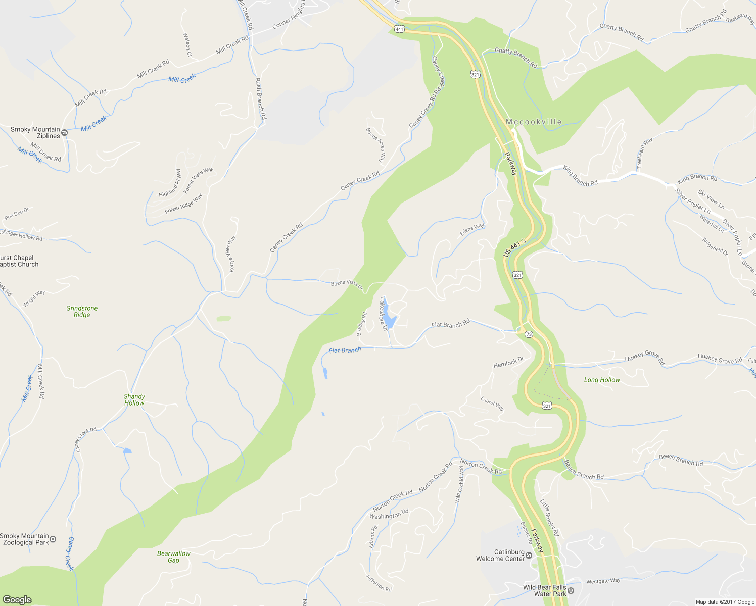 map of restaurants, bars, coffee shops, grocery stores, and more near 460 Bradley Road in Sevierville