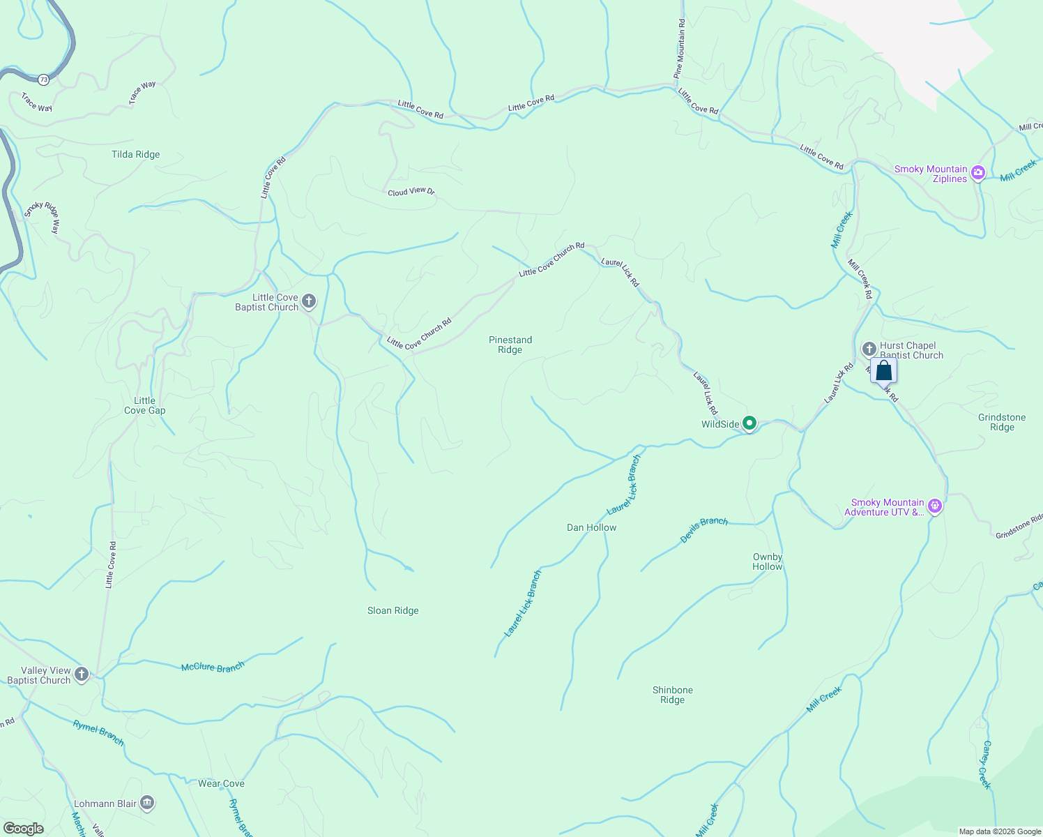 map of restaurants, bars, coffee shops, grocery stores, and more near 1817 Pinestand Ridge Way in Sevierville