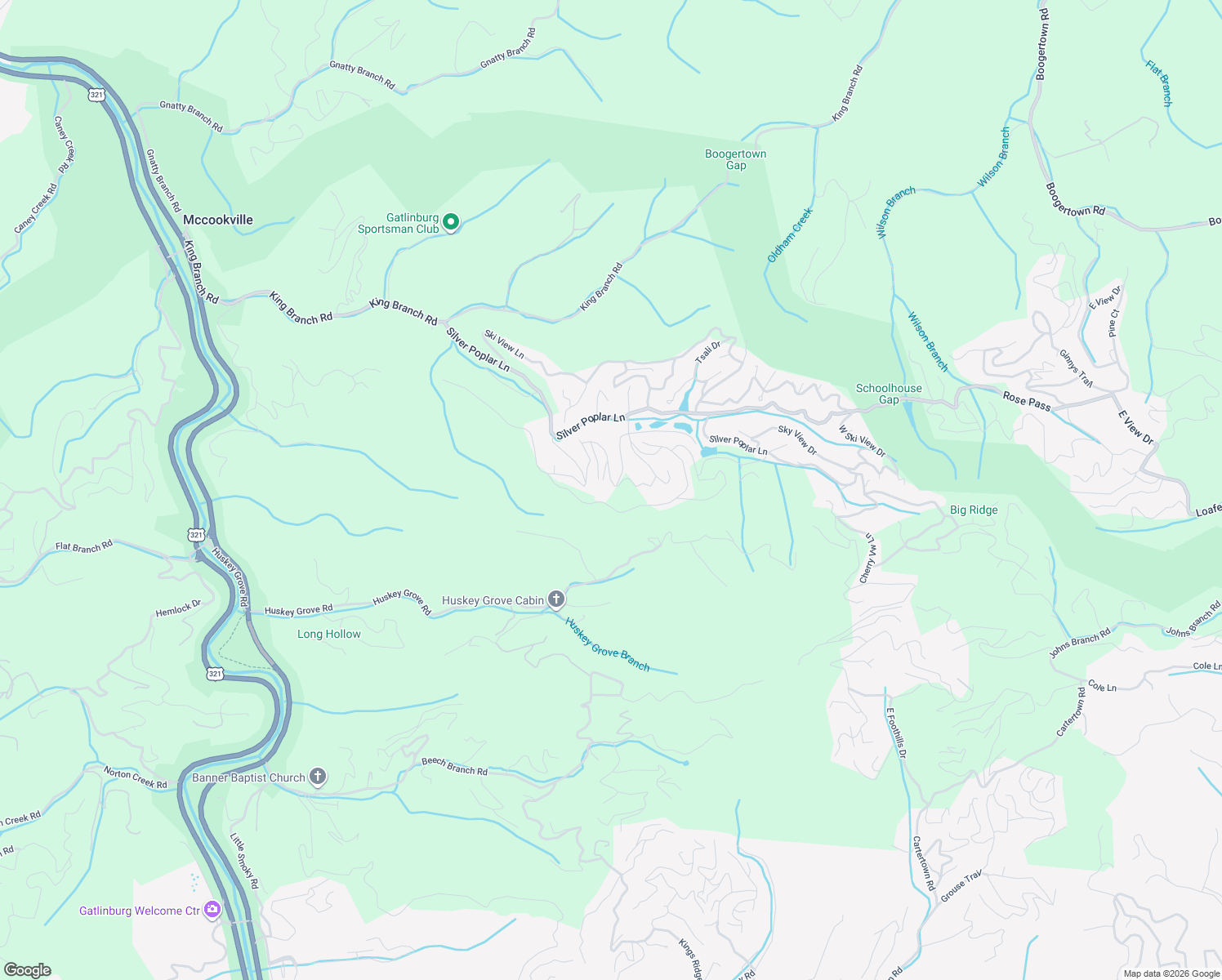map of restaurants, bars, coffee shops, grocery stores, and more near 1101 South Spring Hollow Road in Pigeon Forge