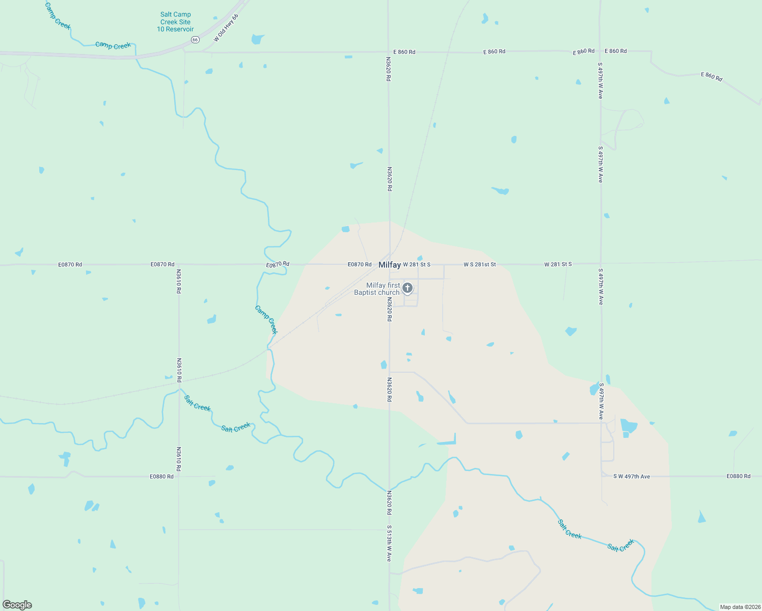 map of restaurants, bars, coffee shops, grocery stores, and more near 28290 South 513th West Avenue in Stroud
