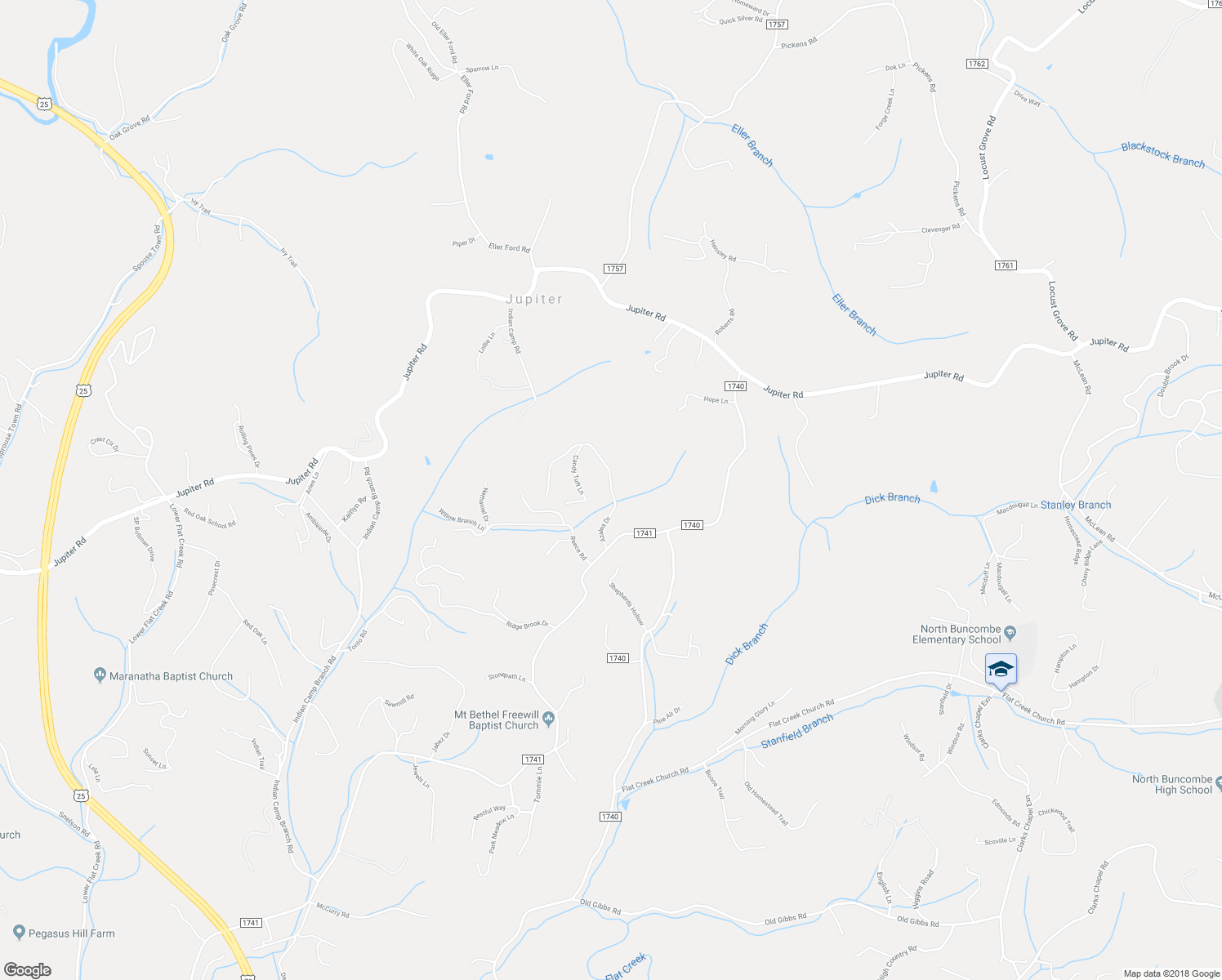 map of restaurants, bars, coffee shops, grocery stores, and more near 22 Azalea Drive in Weaverville