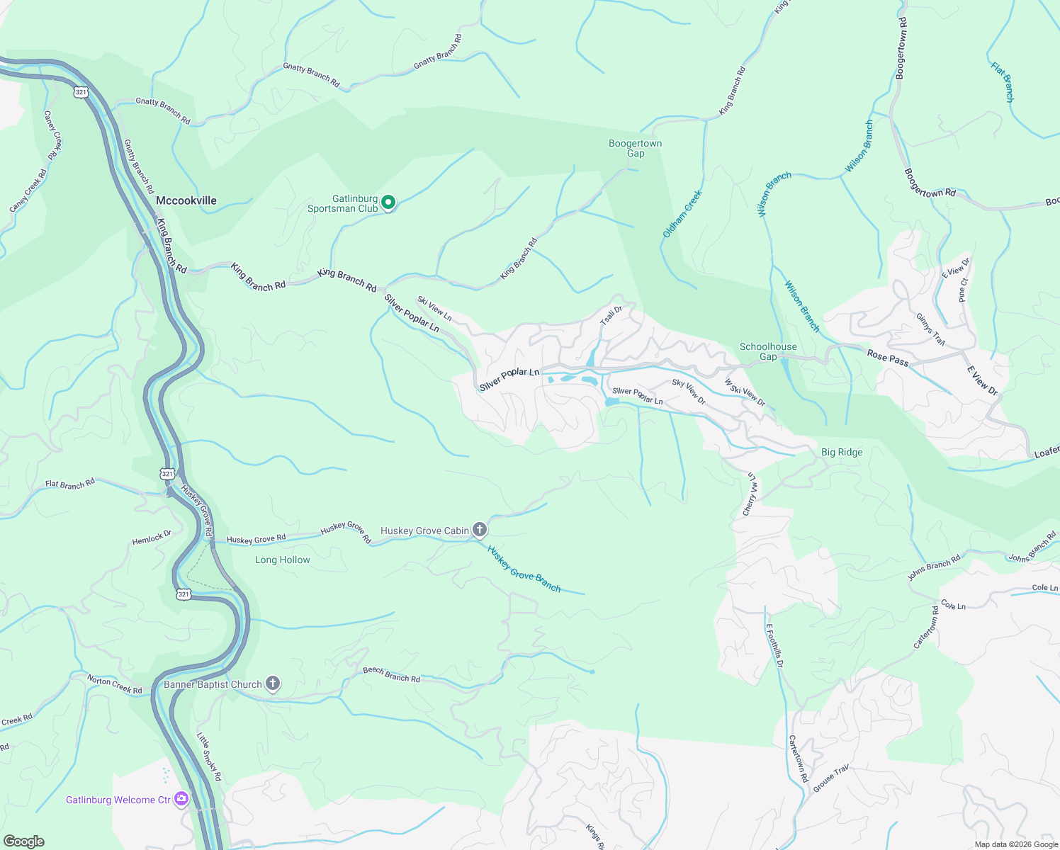 map of restaurants, bars, coffee shops, grocery stores, and more near 1101 South Spring Hollow Road in Pigeon Forge