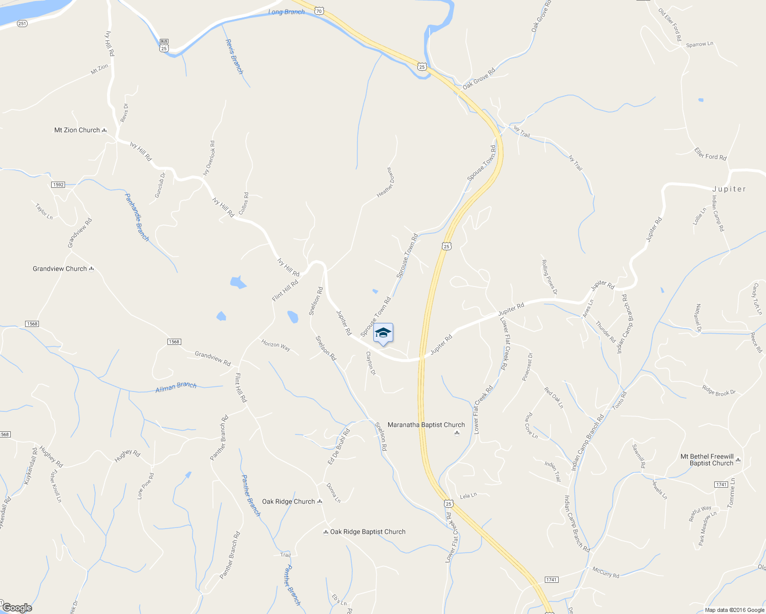 map of restaurants, bars, coffee shops, grocery stores, and more near 54 Sprouse Town Road in Weaverville