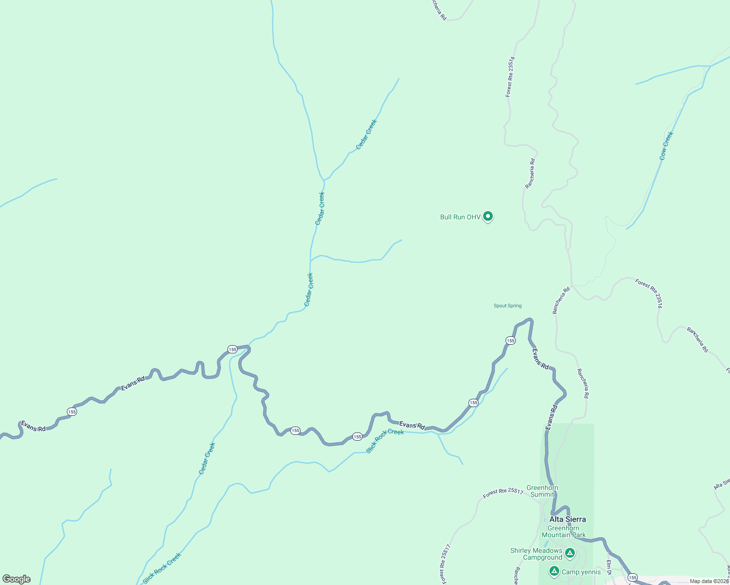 map of restaurants, bars, coffee shops, grocery stores, and more near Evans Road in Wofford Heights