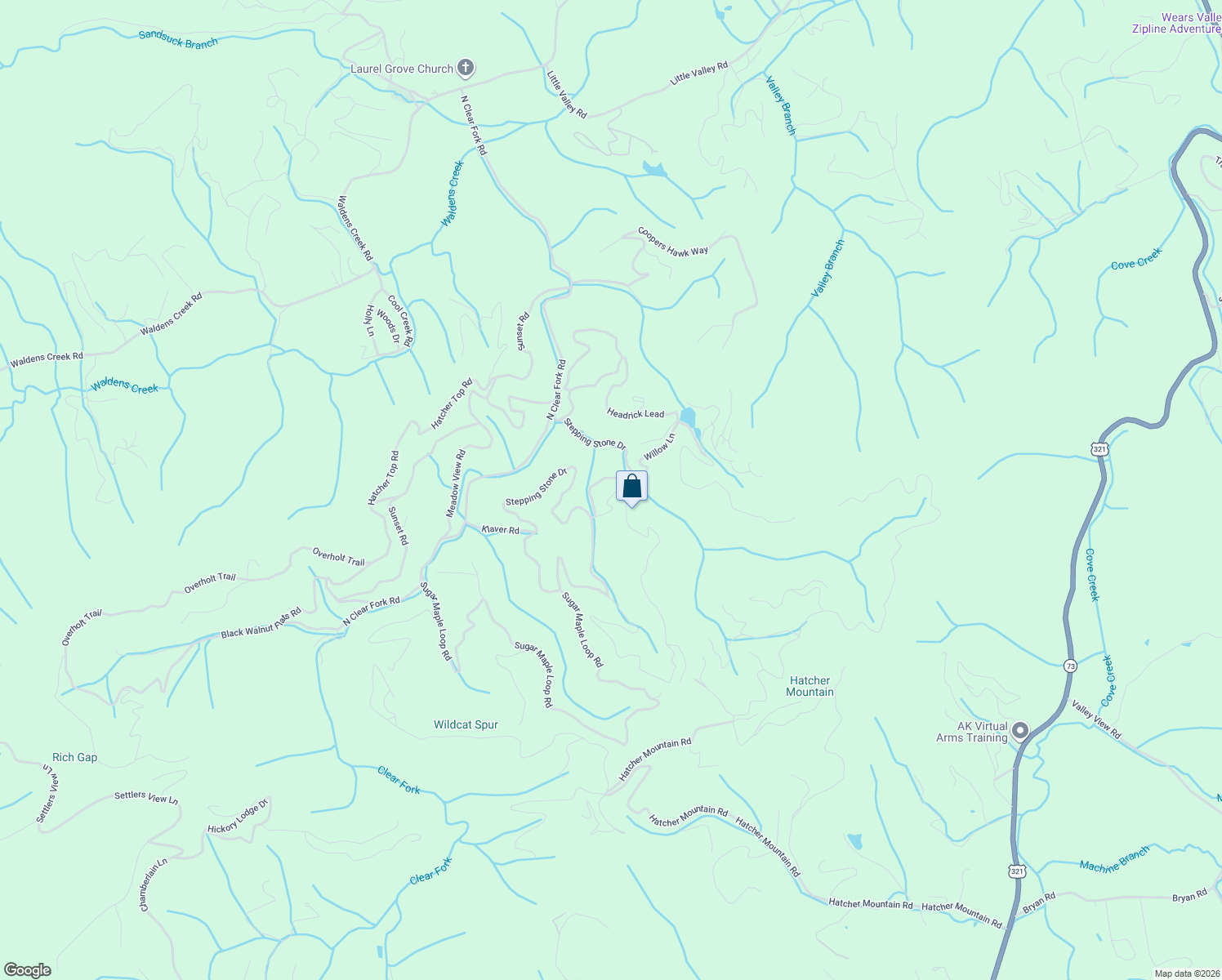 map of restaurants, bars, coffee shops, grocery stores, and more near 3052 Stepping Stone Drive in Pigeon Forge