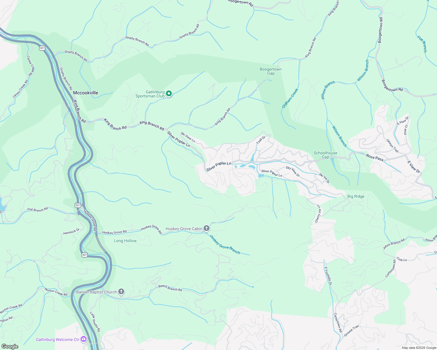 map of restaurants, bars, coffee shops, grocery stores, and more near 1034 Ridgefield Dr in Pigeon Forge