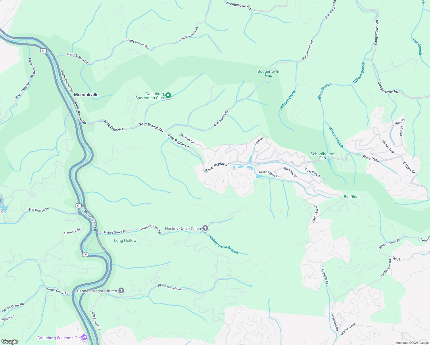 map of restaurants, bars, coffee shops, grocery stores, and more near 1034 Ridgefield Drive in Pigeon Forge