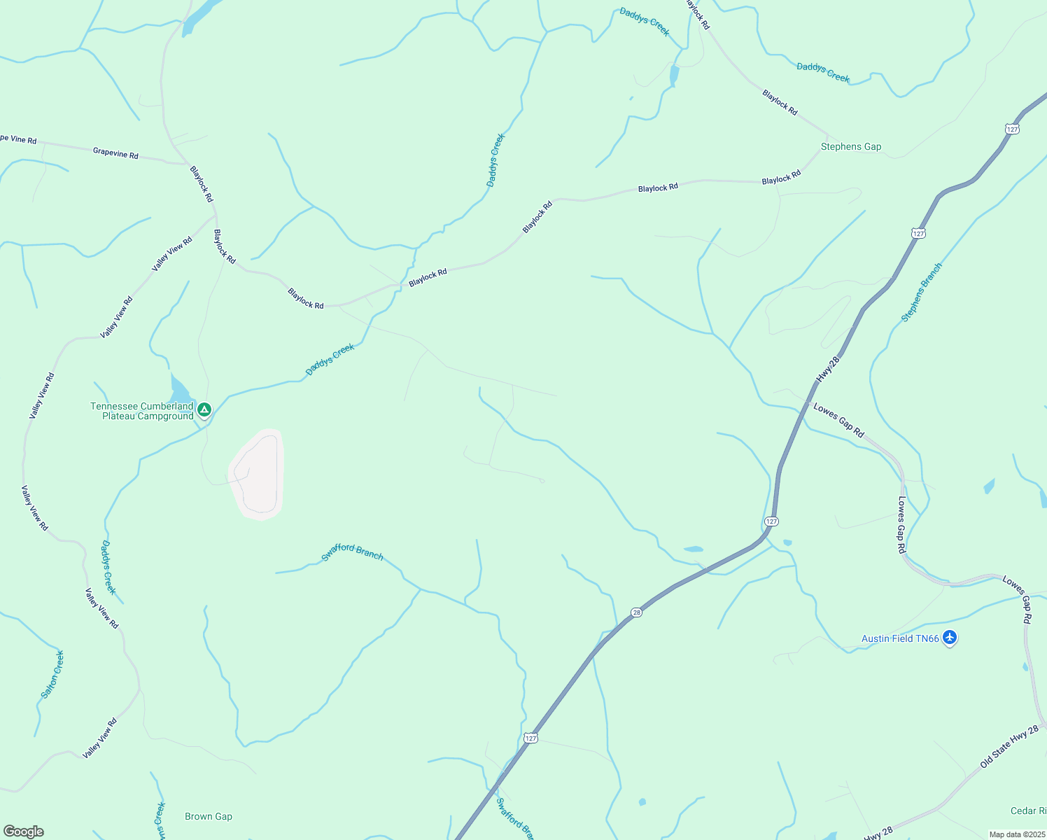 map of restaurants, bars, coffee shops, grocery stores, and more near 103 Cool Breeze Boulevard in Crossville