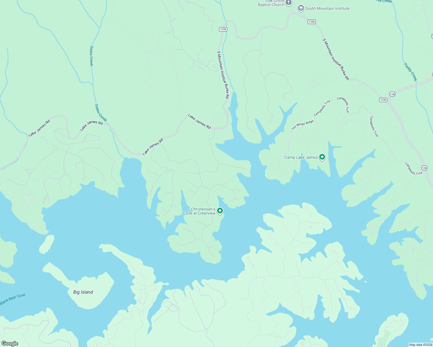 map of restaurants, bars, coffee shops, grocery stores, and more near 407 Peninsula Reserve Road in Nebo