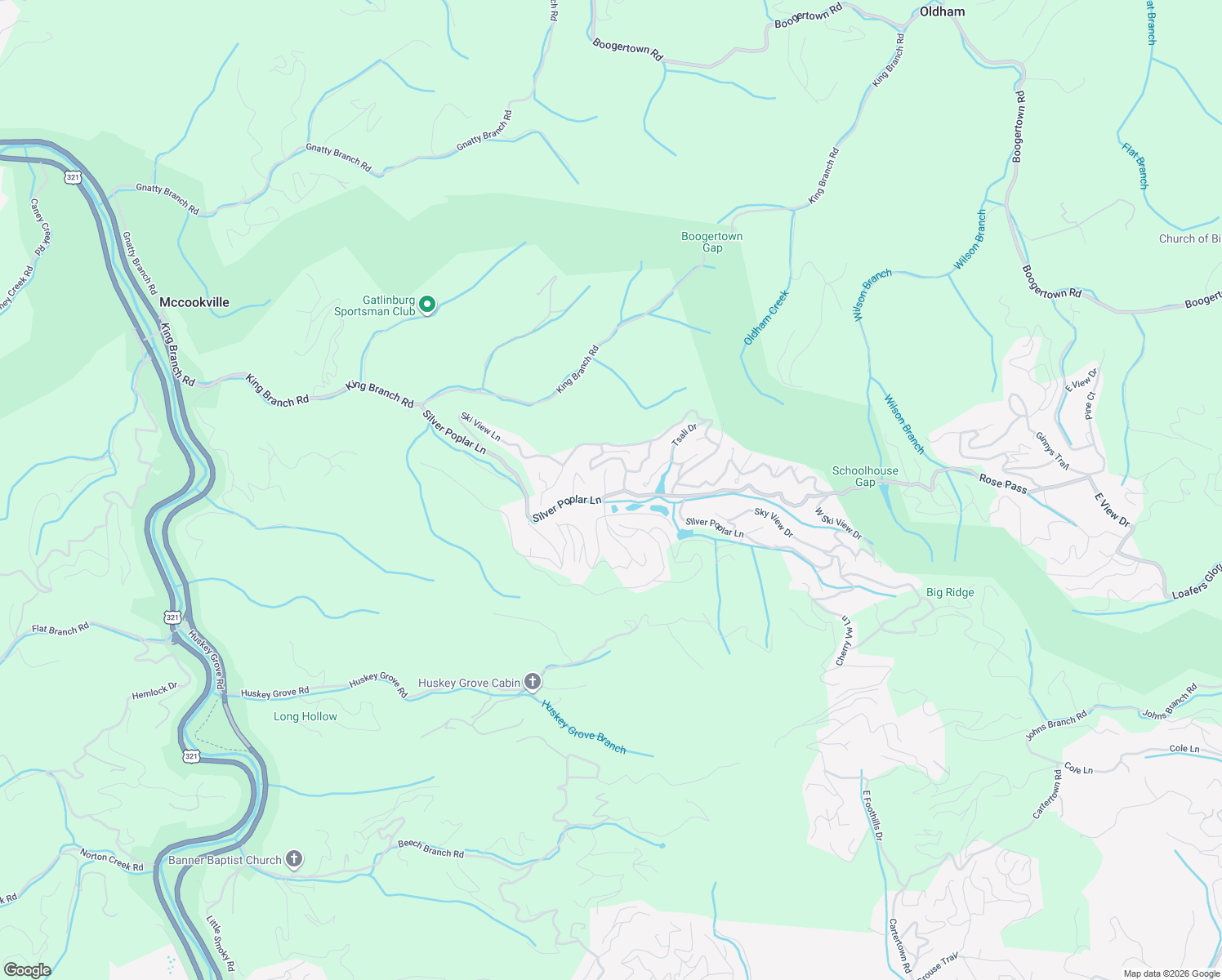 map of restaurants, bars, coffee shops, grocery stores, and more near 1218 Silver Poplar Lane in Sevierville