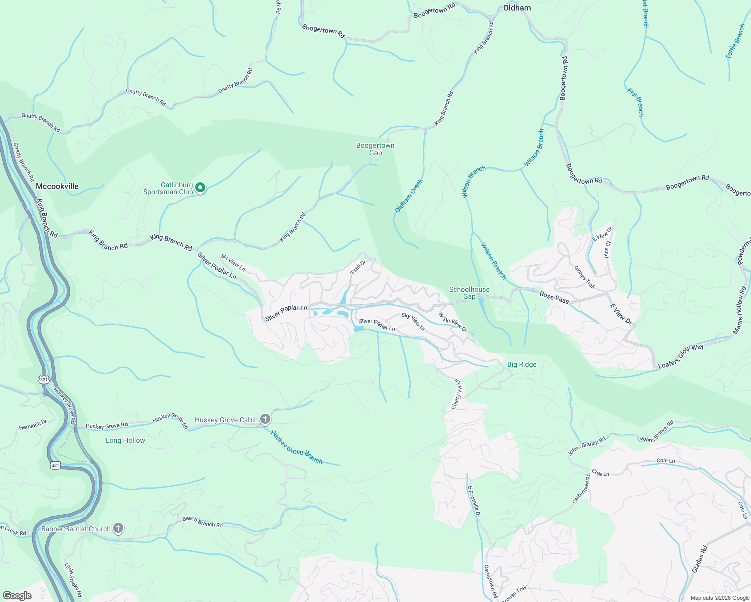 map of restaurants, bars, coffee shops, grocery stores, and more near 1328 Ski View Lane in Sevierville