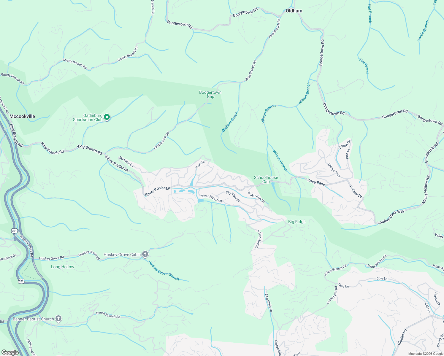 map of restaurants, bars, coffee shops, grocery stores, and more near 1005 West Ski View Drive in Gatlinburg