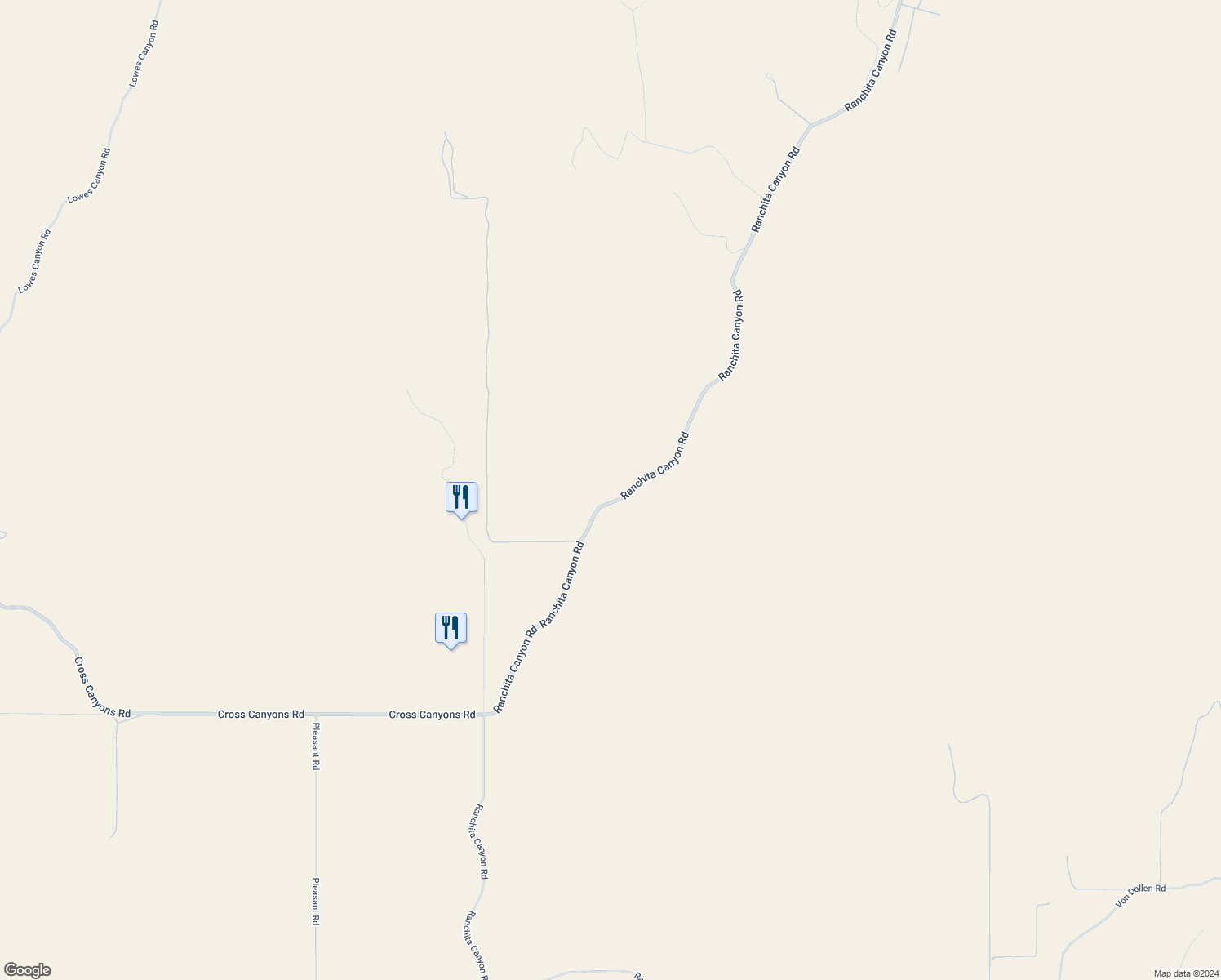 map of restaurants, bars, coffee shops, grocery stores, and more near 3470 Ranchita Canyon Road in San Miguel