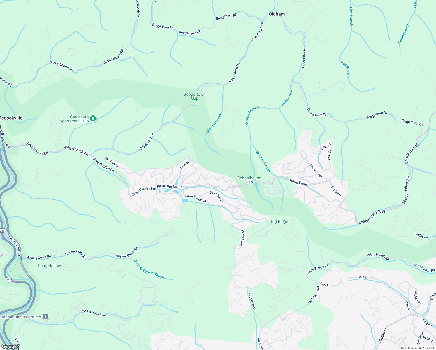 map of restaurants, bars, coffee shops, grocery stores, and more near 1423 Ski View Lane in Sevierville