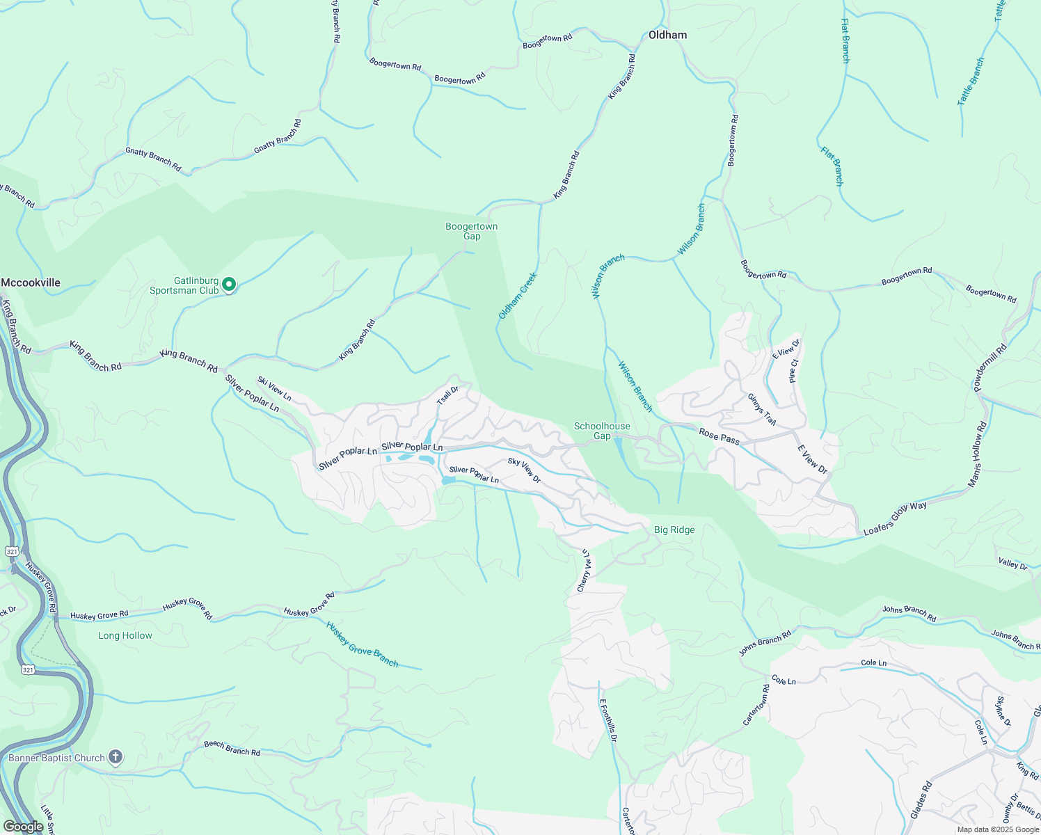 map of restaurants, bars, coffee shops, grocery stores, and more near 1423 Ski View Lane in Sevierville