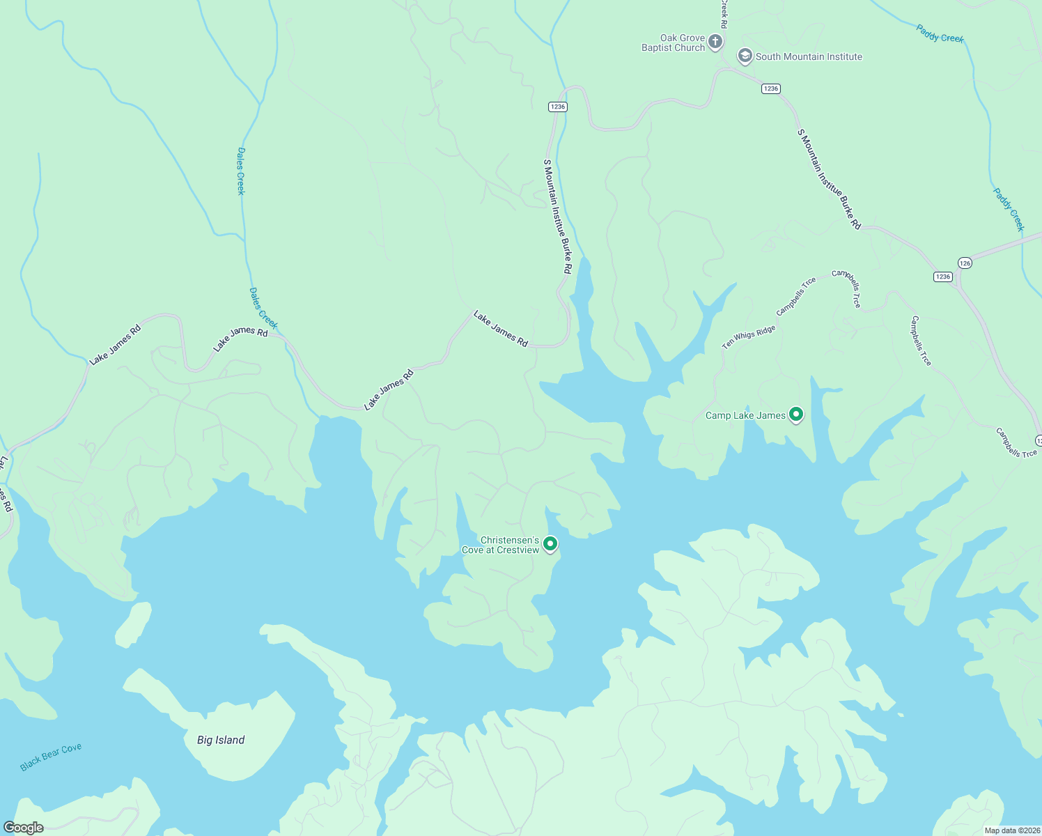 map of restaurants, bars, coffee shops, grocery stores, and more near 281 Peninsula Reserve Drive in Nebo