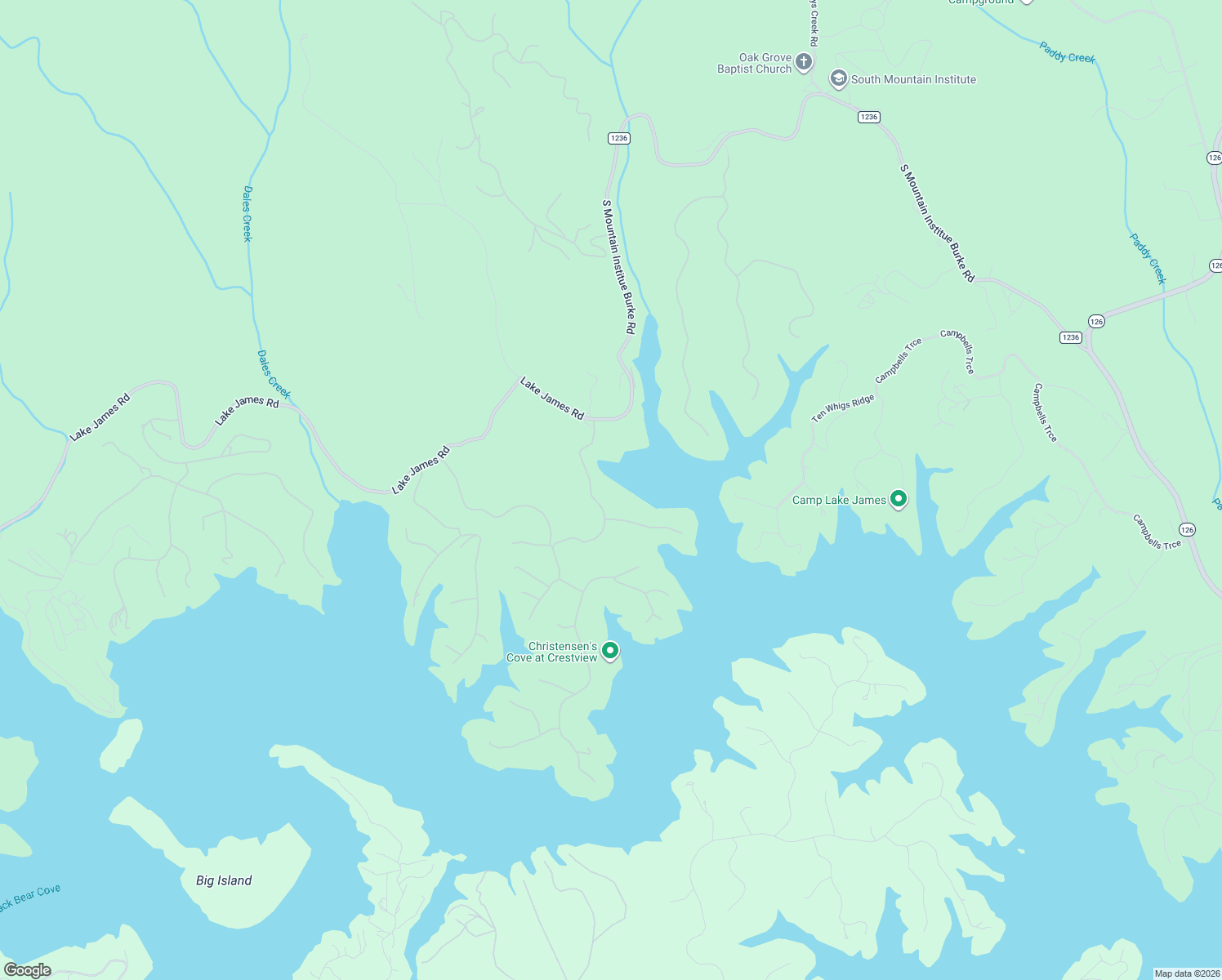 map of restaurants, bars, coffee shops, grocery stores, and more near 309 Peninsula Reserve Road in Nebo