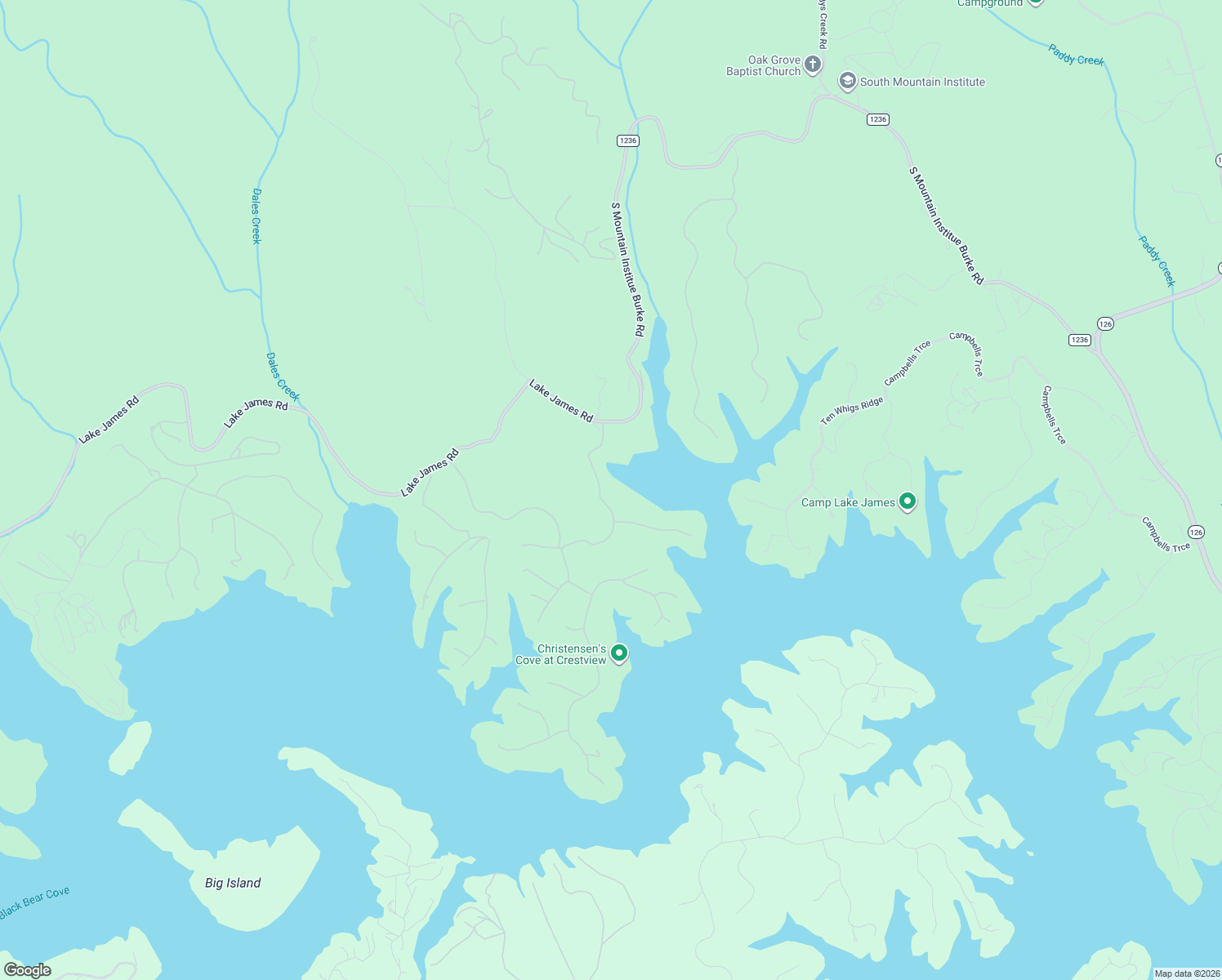 map of restaurants, bars, coffee shops, grocery stores, and more near 281 Peninsula Reserve Drive in Nebo