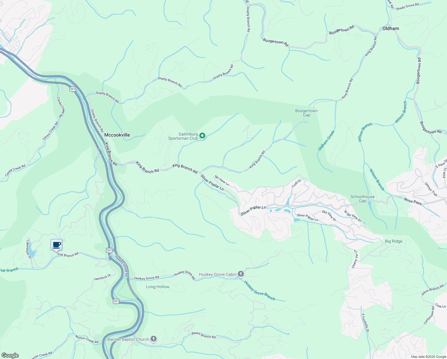 map of restaurants, bars, coffee shops, grocery stores, and more near 749 Ski View Lane in Sevierville