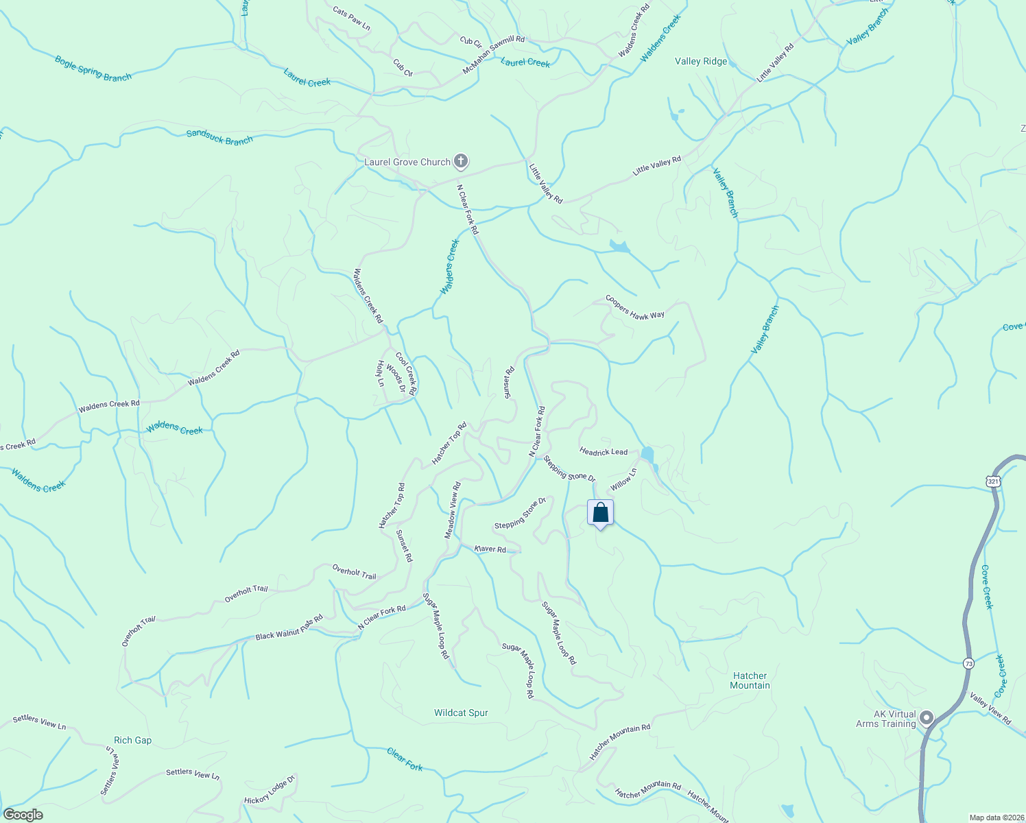 map of restaurants, bars, coffee shops, grocery stores, and more near 2435 Sunset Road in Sevierville