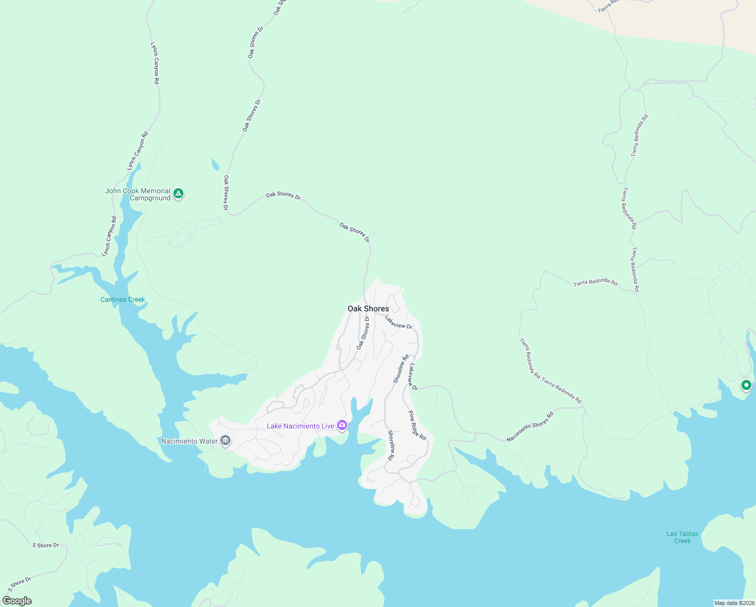 map of restaurants, bars, coffee shops, grocery stores, and more near in Oak Shores