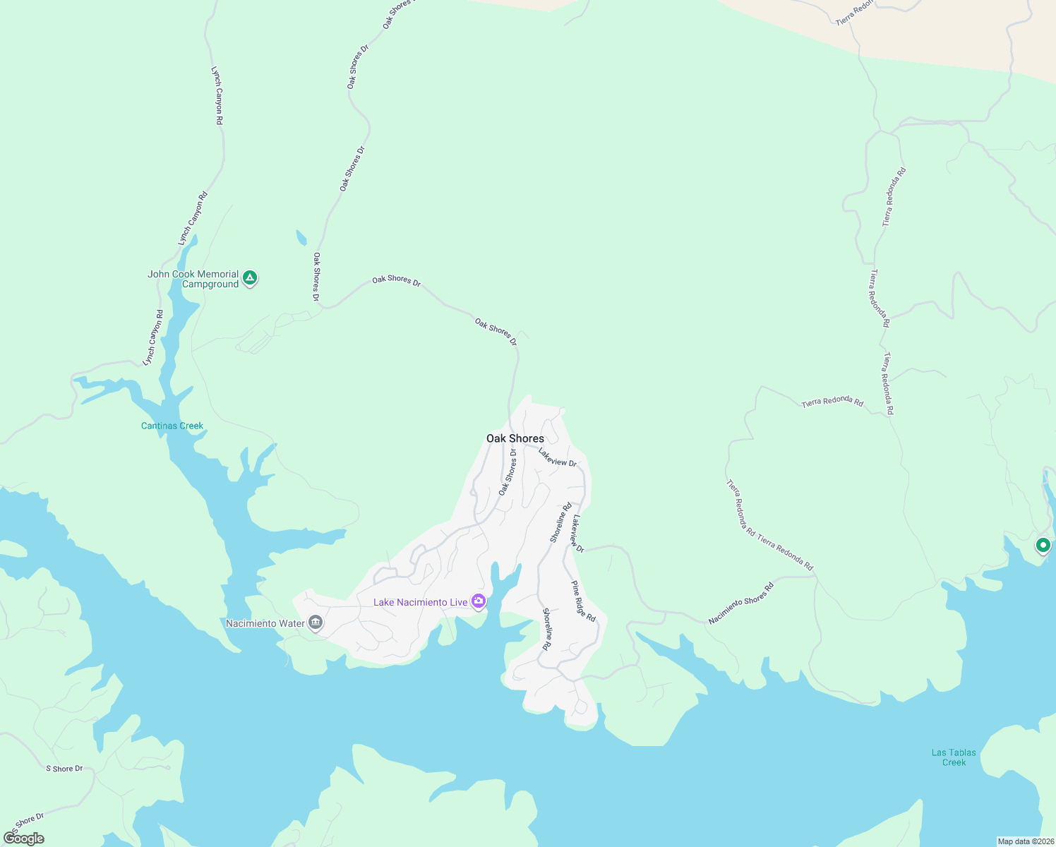 map of restaurants, bars, coffee shops, grocery stores, and more near in Oak Shores