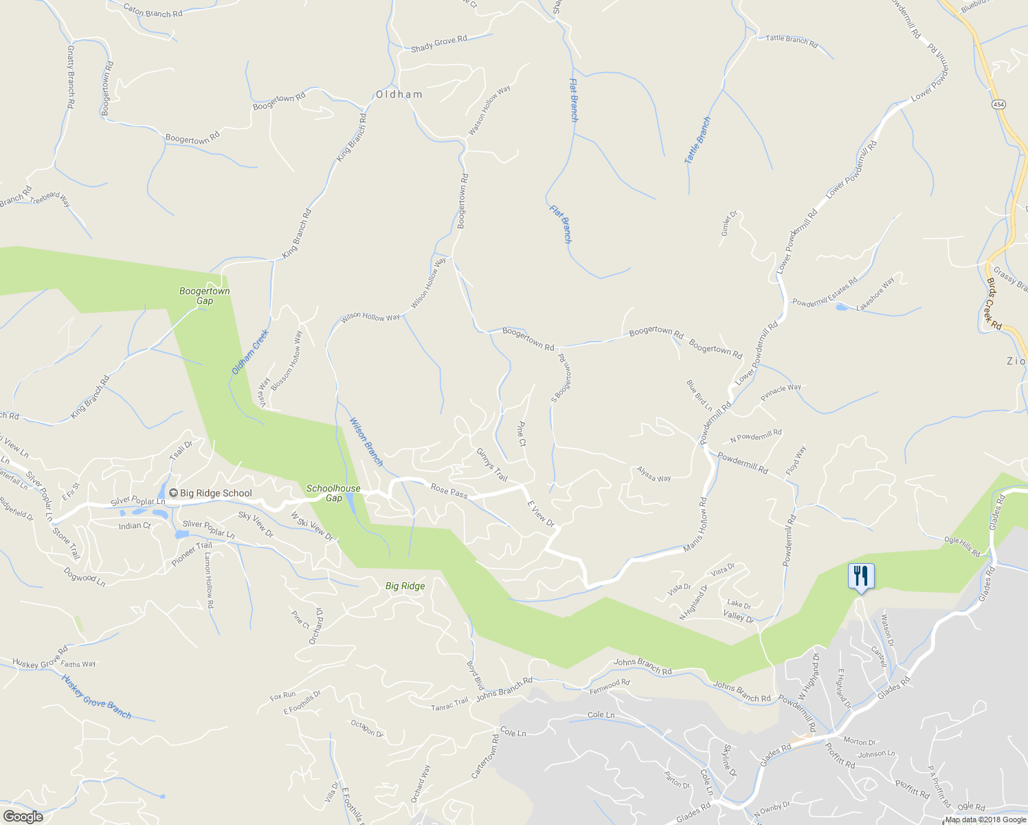 map of restaurants, bars, coffee shops, grocery stores, and more near 2475 East View Drive in Sevierville