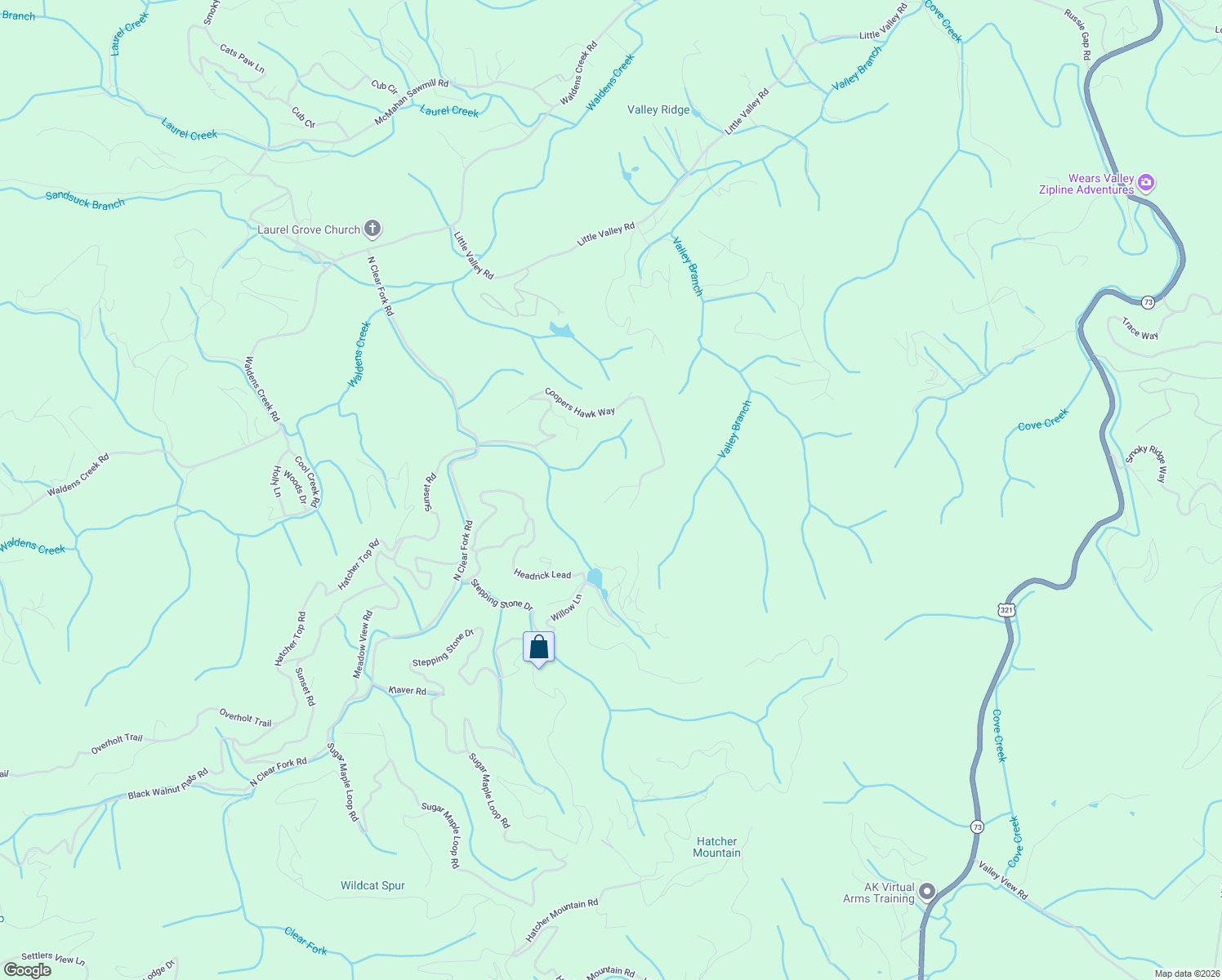 map of restaurants, bars, coffee shops, grocery stores, and more near 2520 Mountain Holly Way in Sevierville