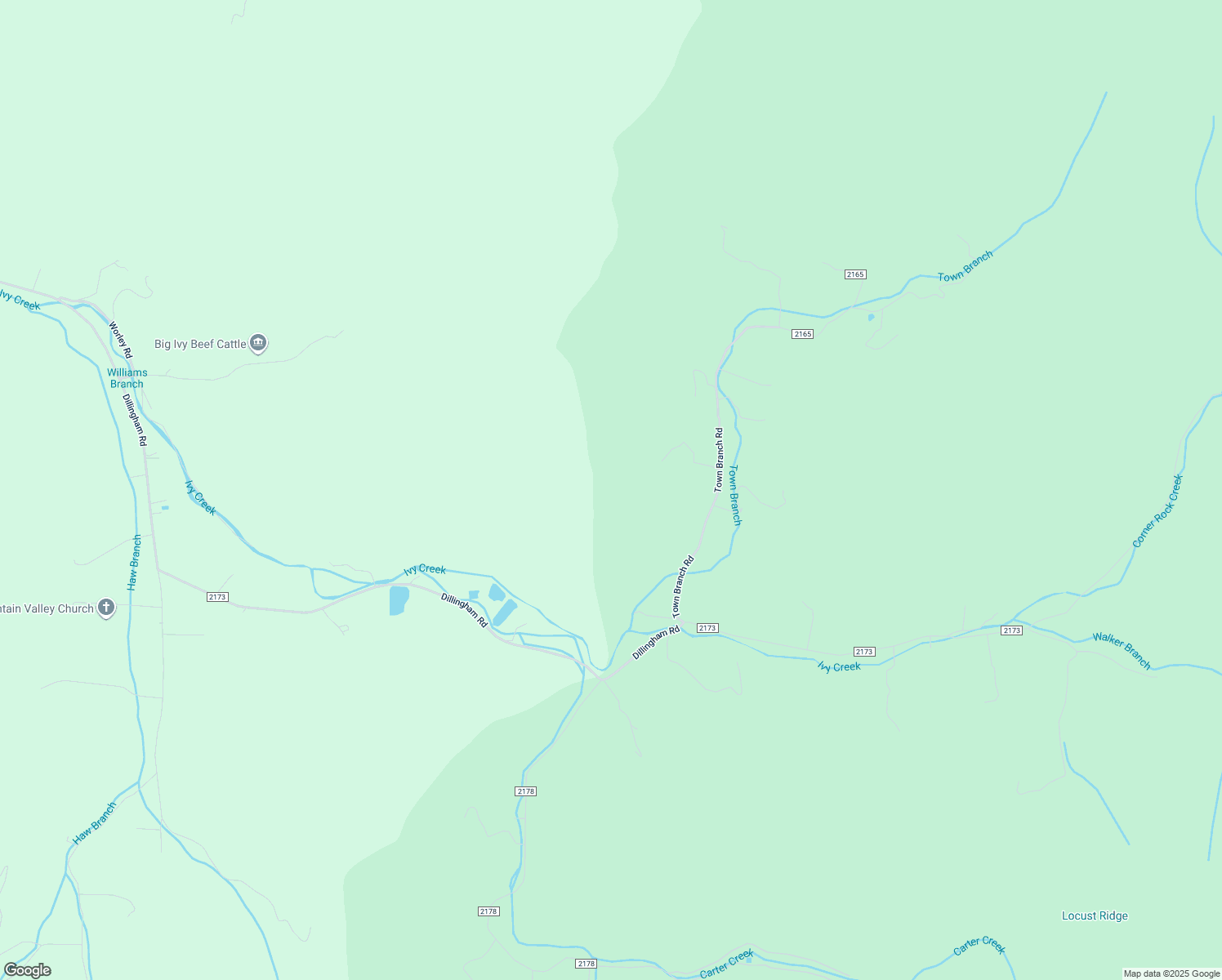 map of restaurants, bars, coffee shops, grocery stores, and more near 97 State Road 2165 in Barnardsville