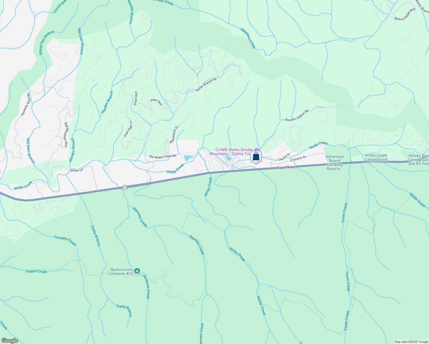 map of restaurants, bars, coffee shops, grocery stores, and more near Highway 321 in Gatlinburg