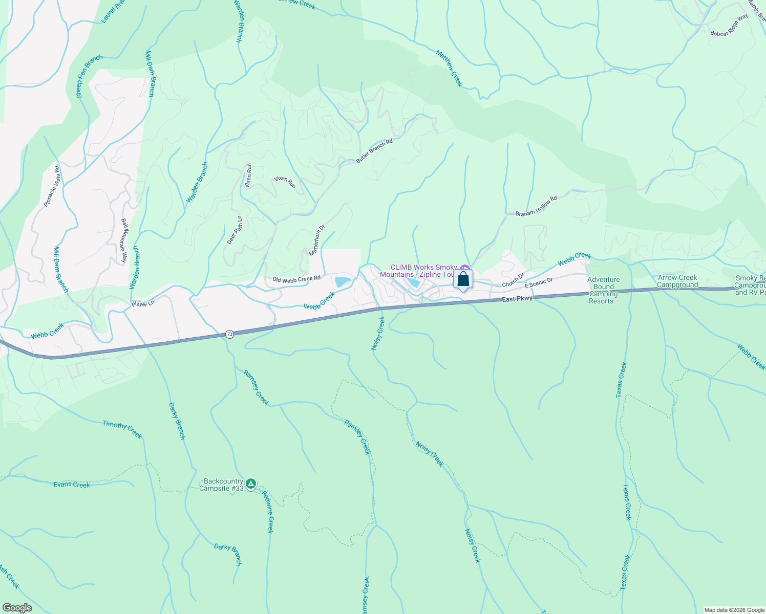 map of restaurants, bars, coffee shops, grocery stores, and more near 4104 Fontaine Way in Gatlinburg
