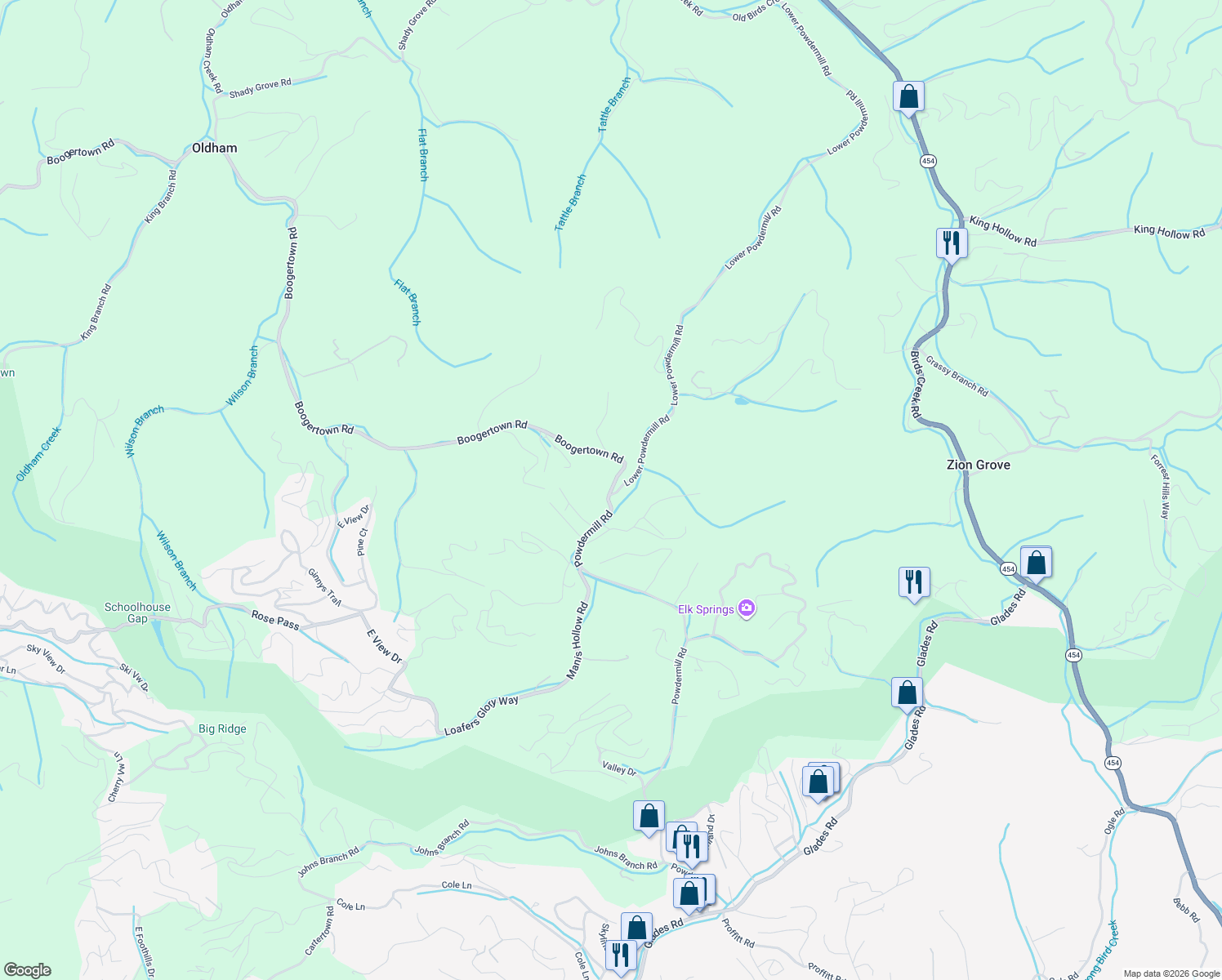map of restaurants, bars, coffee shops, grocery stores, and more near 4395 Boogertown Road in Sevierville