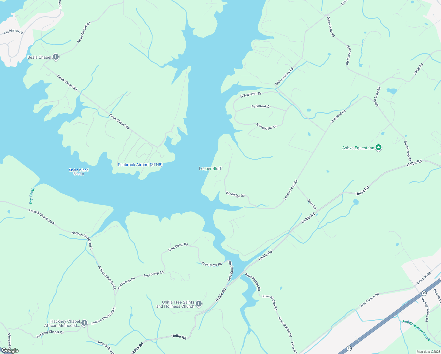 map of restaurants, bars, coffee shops, grocery stores, and more near 165 Bluffton Road in Friendsville