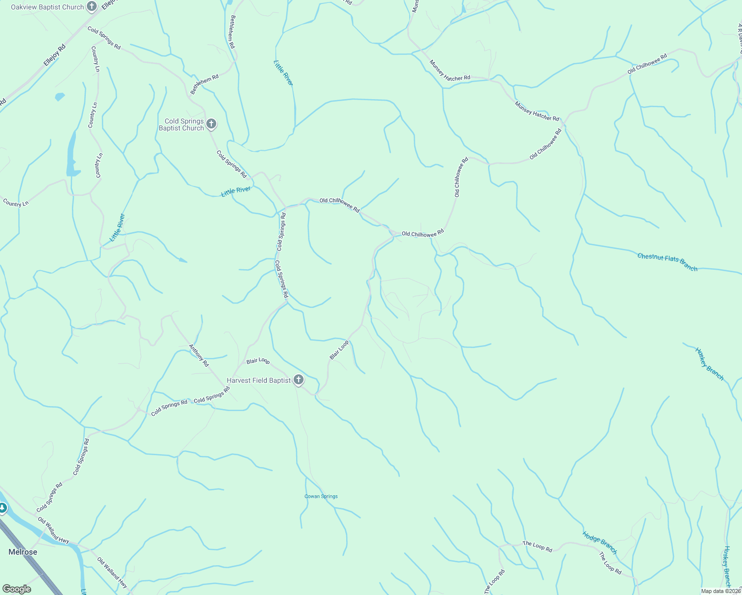 map of restaurants, bars, coffee shops, grocery stores, and more near 1028 Blair Loop in Walland