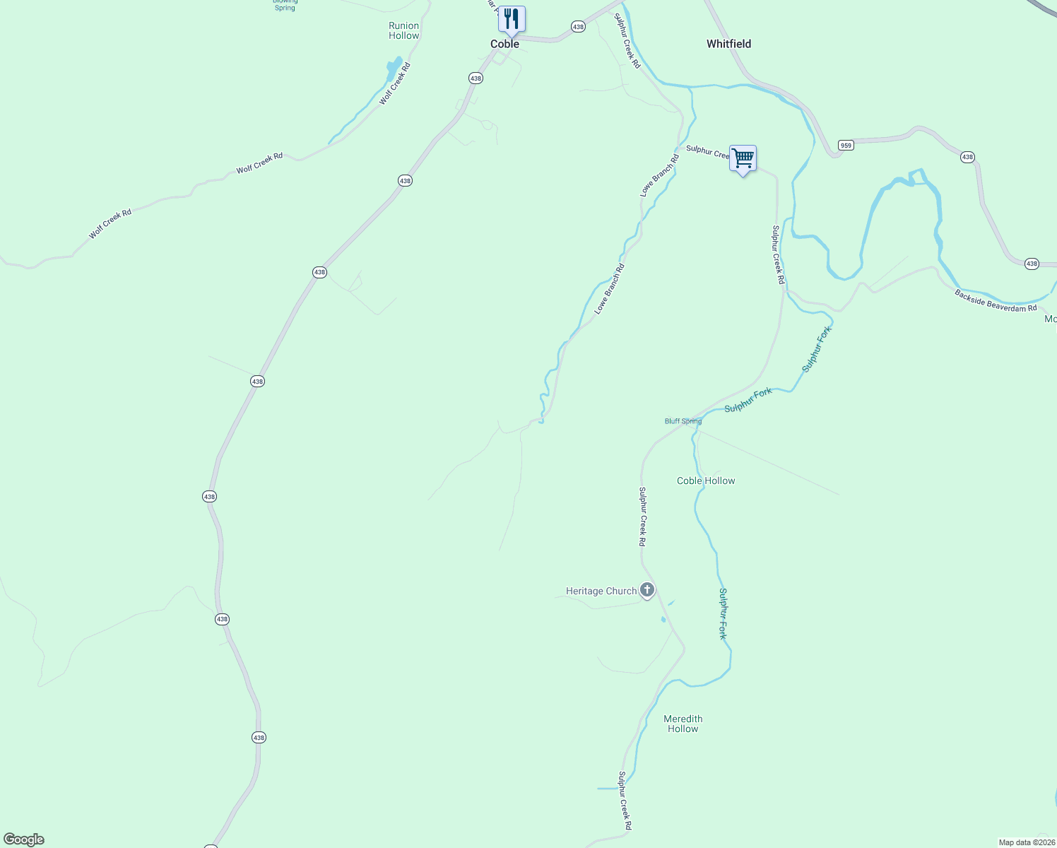 map of restaurants, bars, coffee shops, grocery stores, and more near 605 Lowe Branch Road in Centerville